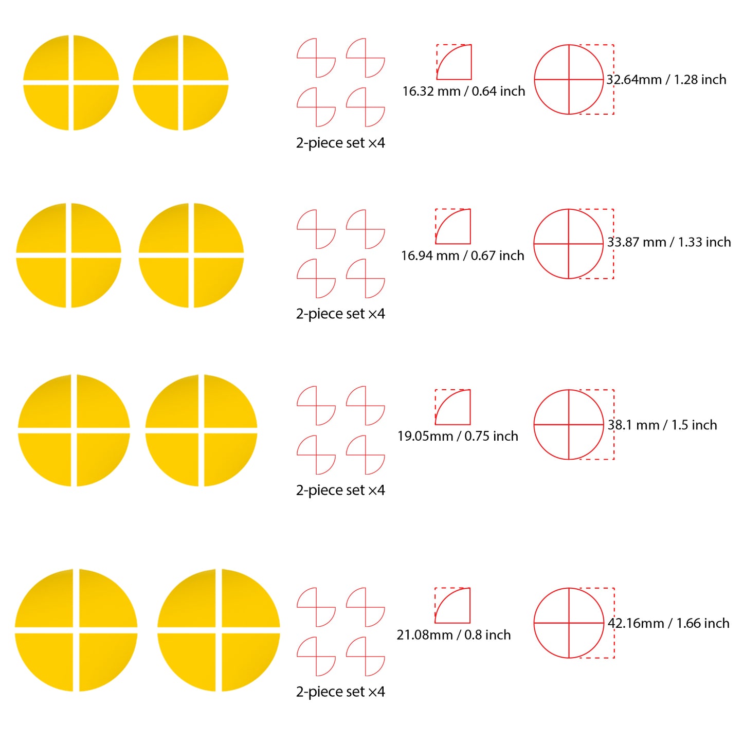 IPG Decorative for BMW Logo Set – 11×4 Semicircles + 1×2 Semicircles, Multiple Sizes Stickers Set (46 Units) Wrap Kit