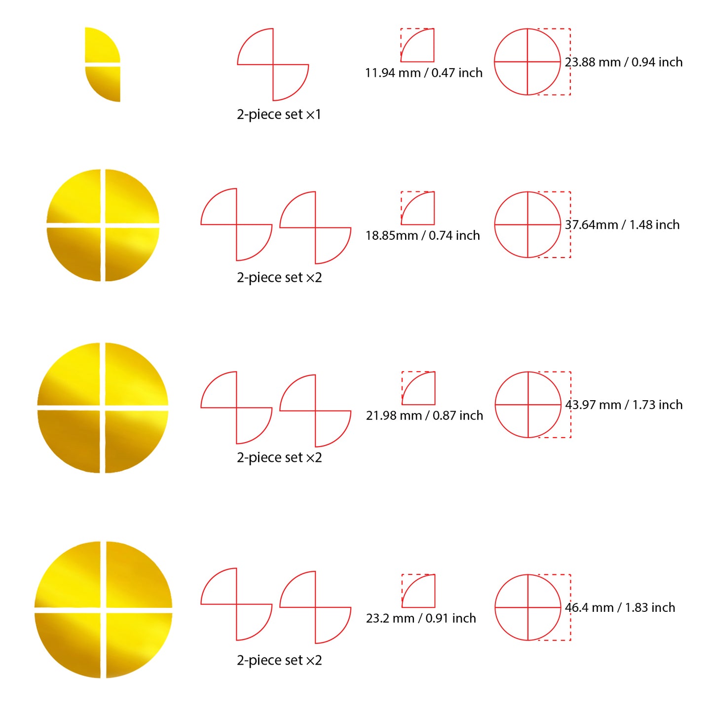 IPG Decorative for BMW Logo Set – 11×4 Semicircles + 1×2 Semicircles, Multiple Sizes Stickers Set (46 Units) Wrap Kit