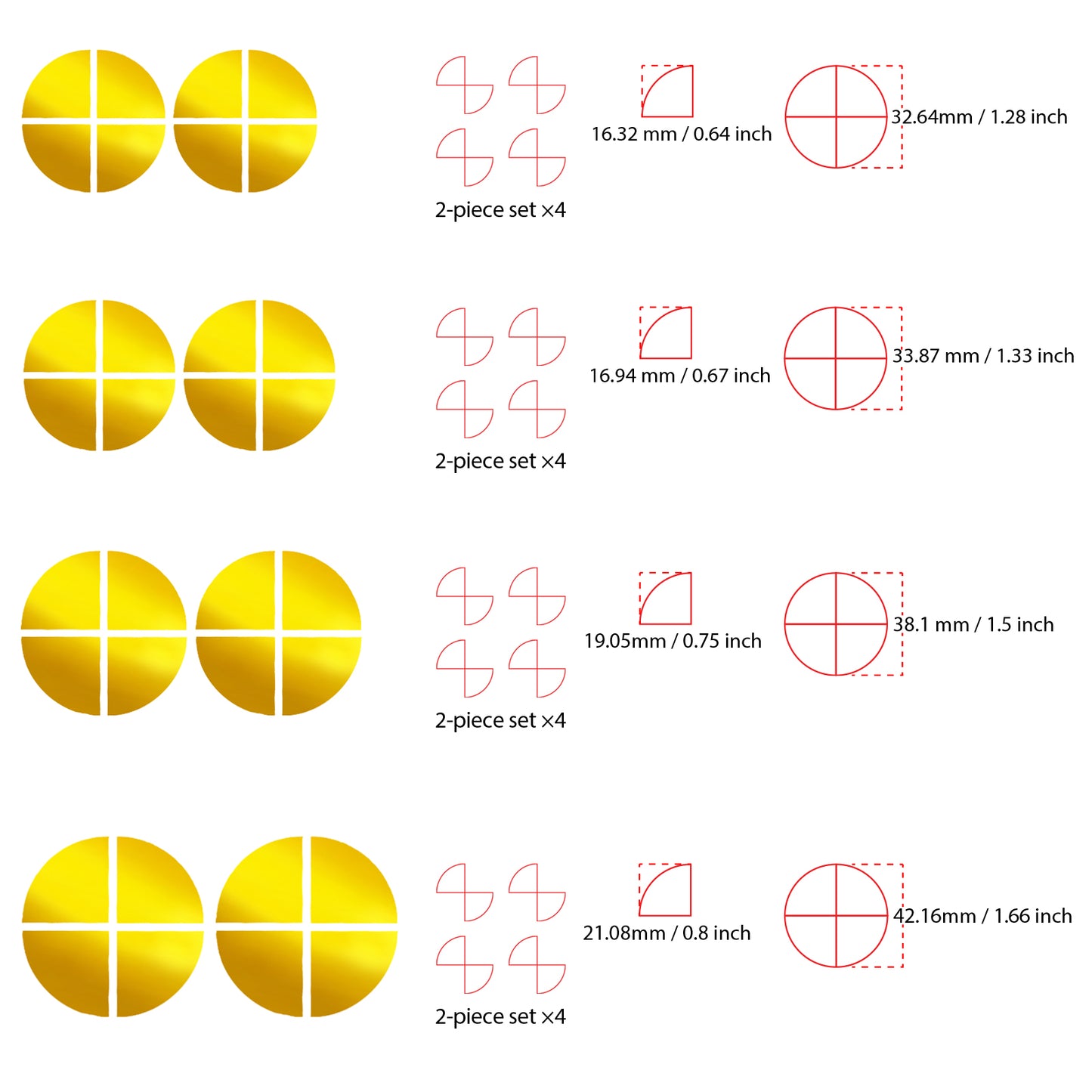 IPG Decorative for BMW Logo Set – 11×4 Semicircles + 1×2 Semicircles, Multiple Sizes Stickers Set (46 Units) Wrap Kit