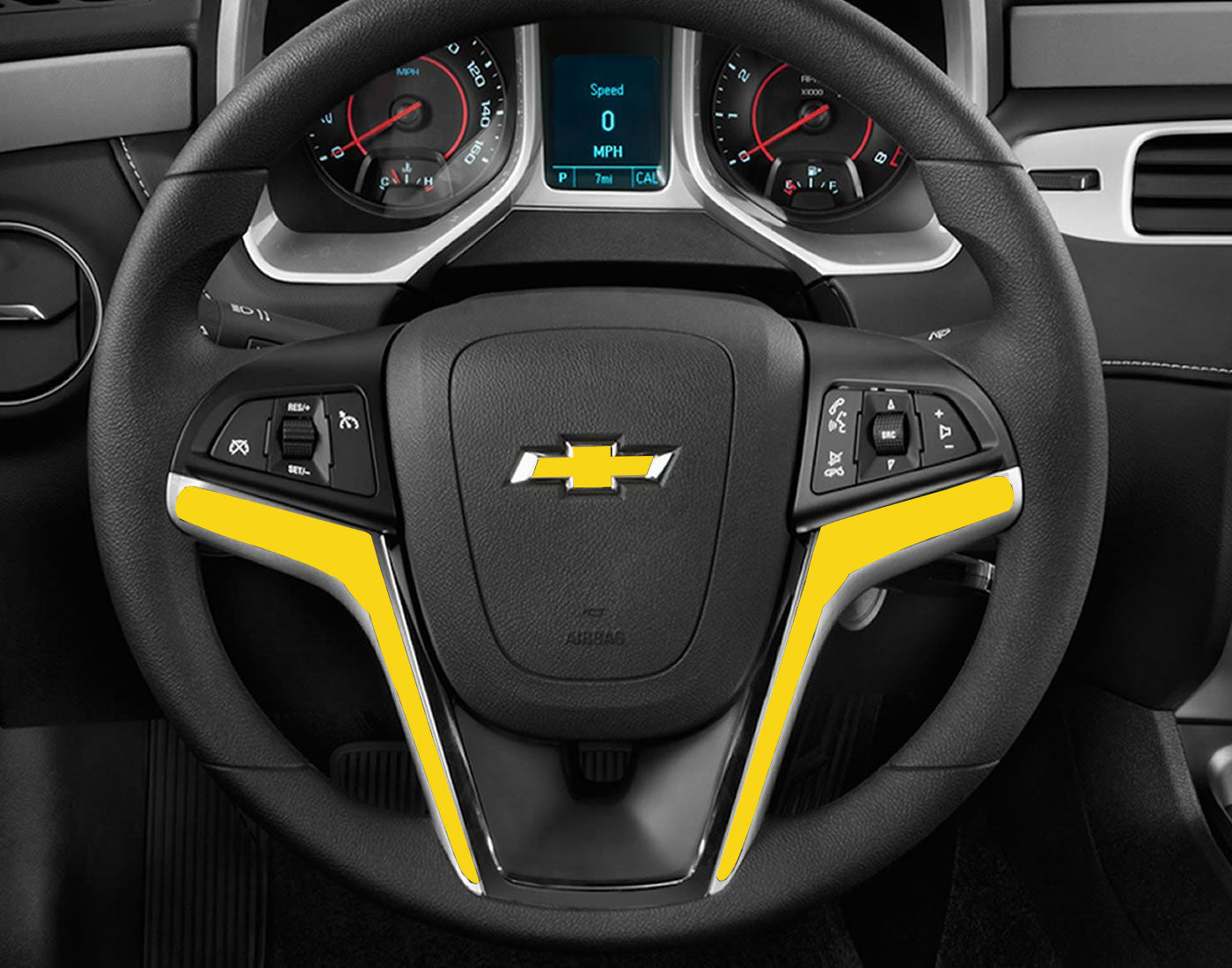 IPG Decorative for 2012 - 2015 CAMARO Steering Wheel With Emblem Decals Stickers Protector