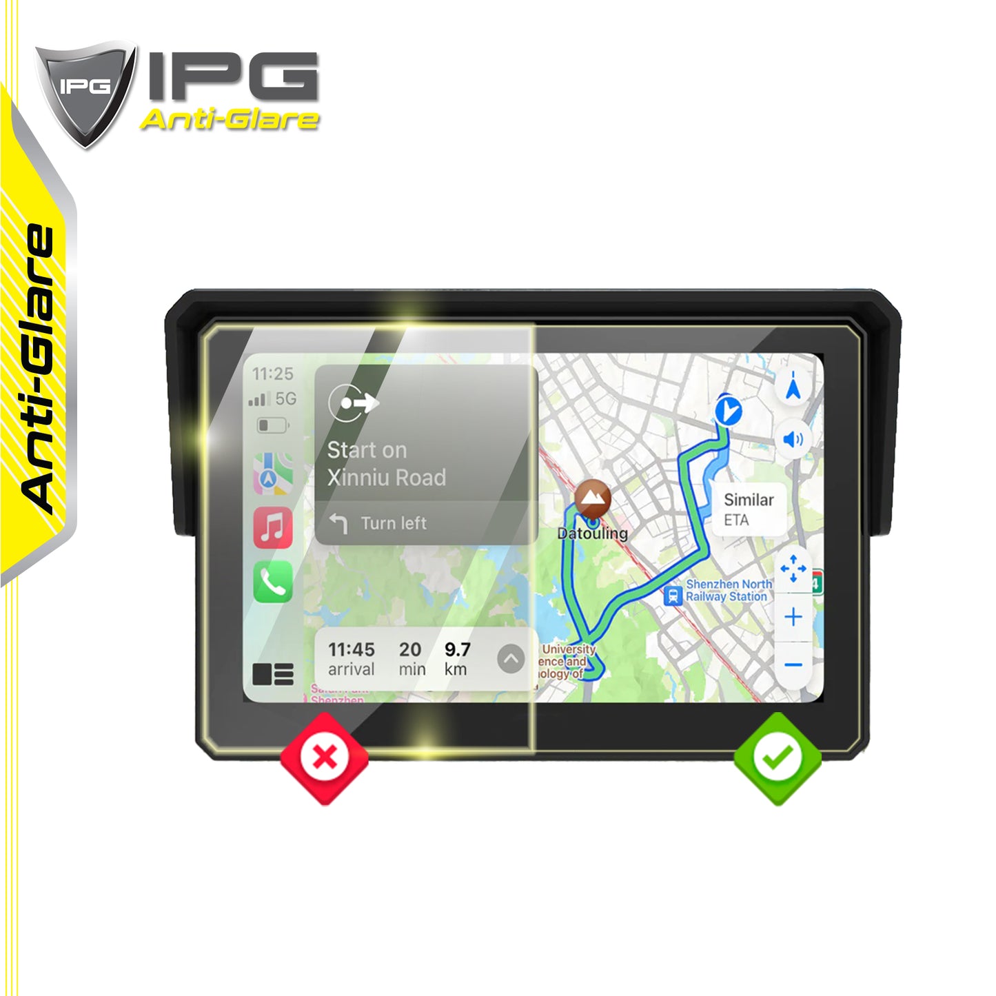 Carpuride W502 5" inç Motorsiklet Hız Göstergesi GPS Ekranı için IPG Anti-Glare Yansıma Önleyici Ekran Koruyucu