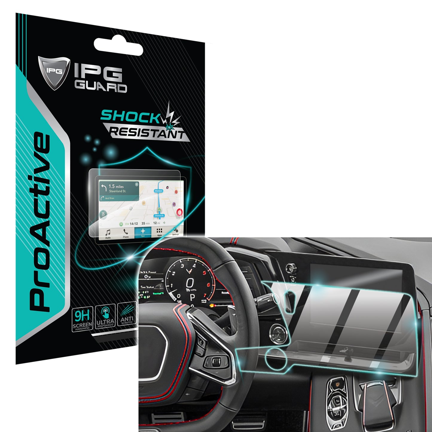 Chevrolet 2025 Corvette E-ray & Stingray 8" inç Navigasyon için 9H Nano IPG ProActive Ekran Koruyucu