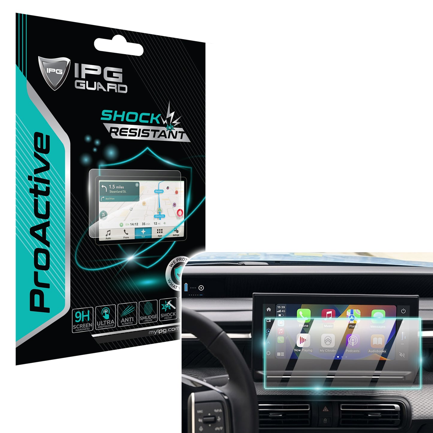 Citroen 2025 E-C3 Aircross/Plus/Max 10.25 inç Navigasyon için 9H Nano IPG ProActive Ekran Koruyucu