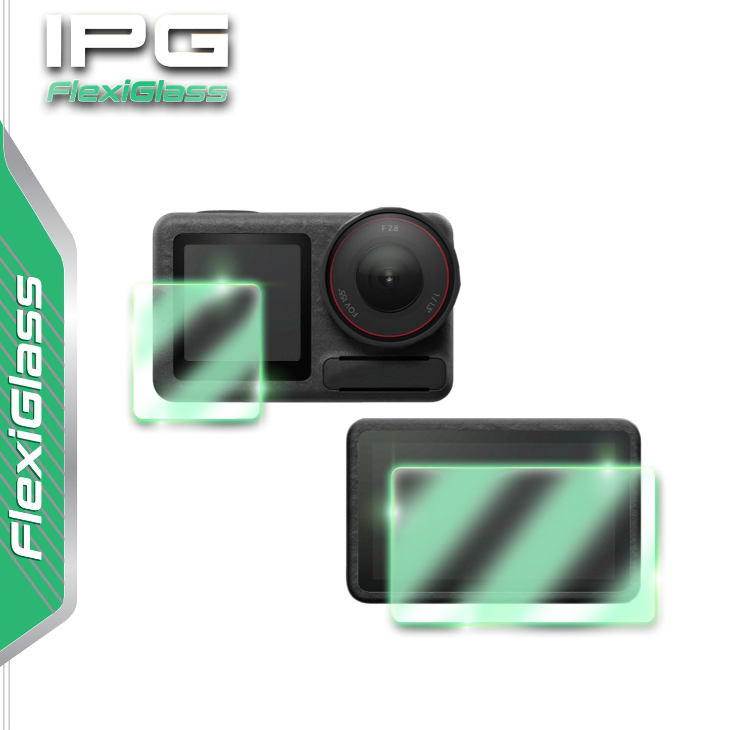 IPG FlexiGlass for DJI Osmo Action 5 Pro Camera SCREEN Protector (2 Units for Back Screen+1 Unit for Front Screen)