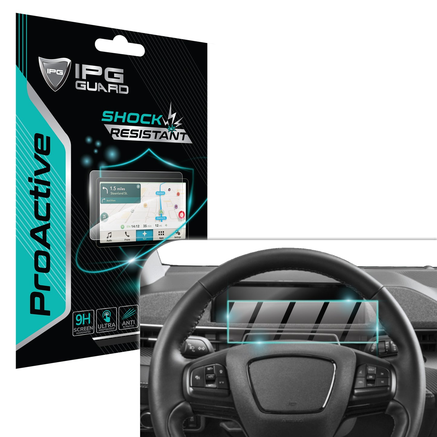 IPG ProActive for Mustang Mach E 2021-2024 & Ford F150 Lightning 2022-2024 10.2" Cockpit SCREEN Protector