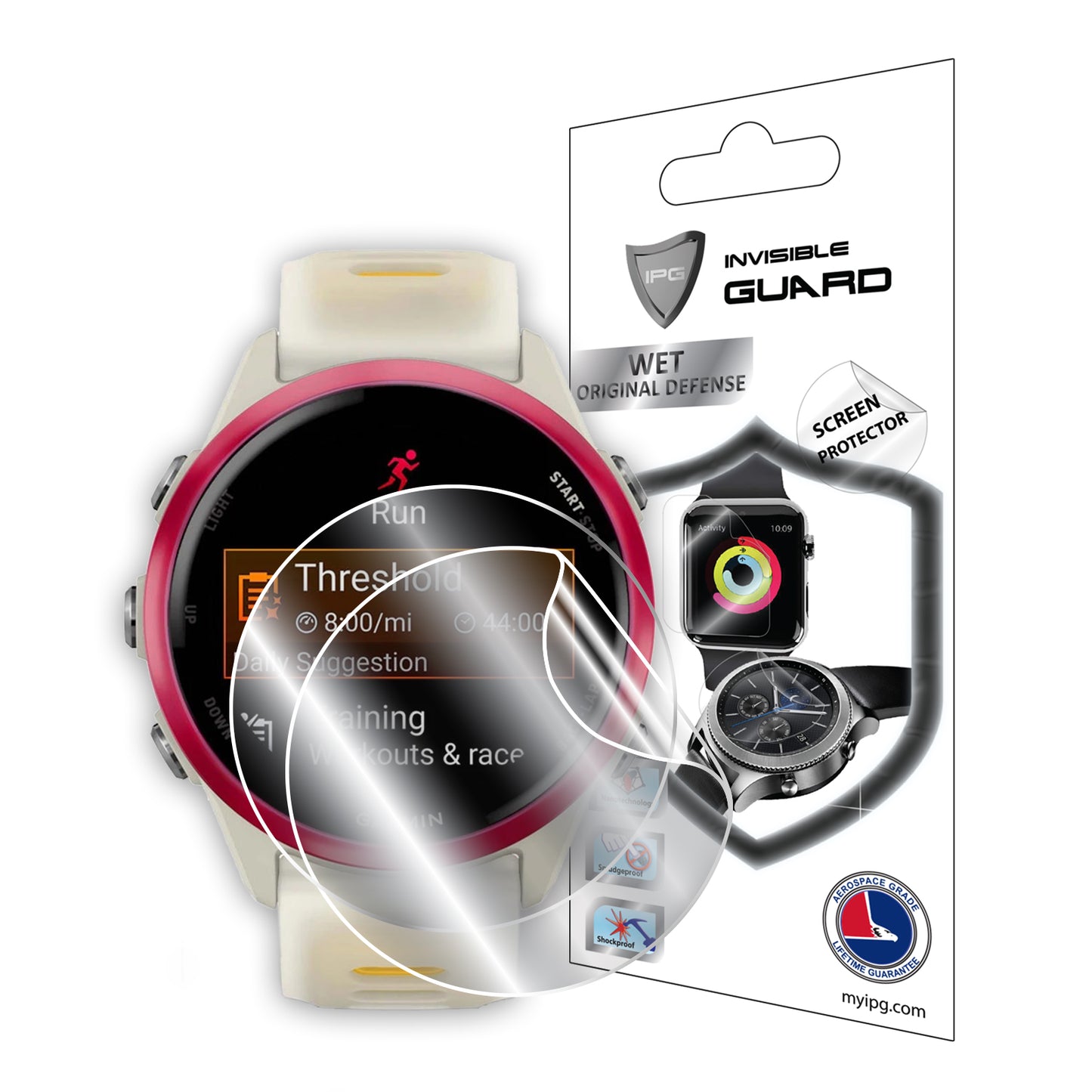 Garmin Forerunner 570 42 mm - Garmin Forerunner 570 47 mm Akıllı Saat için IPG Orijinal Ekran Koruyucu (2 Adet) (Hidrojel)