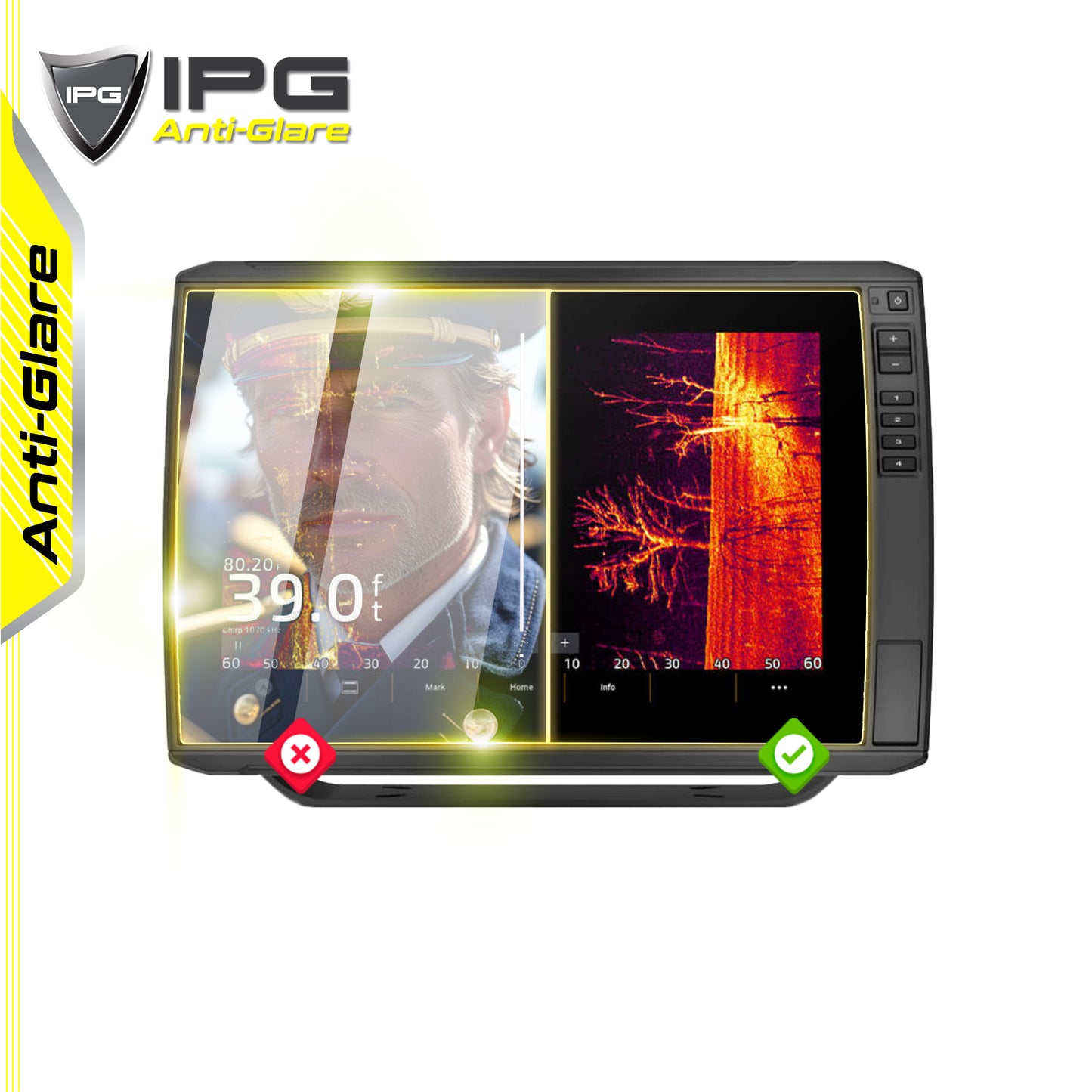 Garmin Echomap Ultra 2-12" inç Balık Bulucu Navigasyon Ekranı için IPG Anti-Glare Yansıma Önleyici Ekran Koruyucu