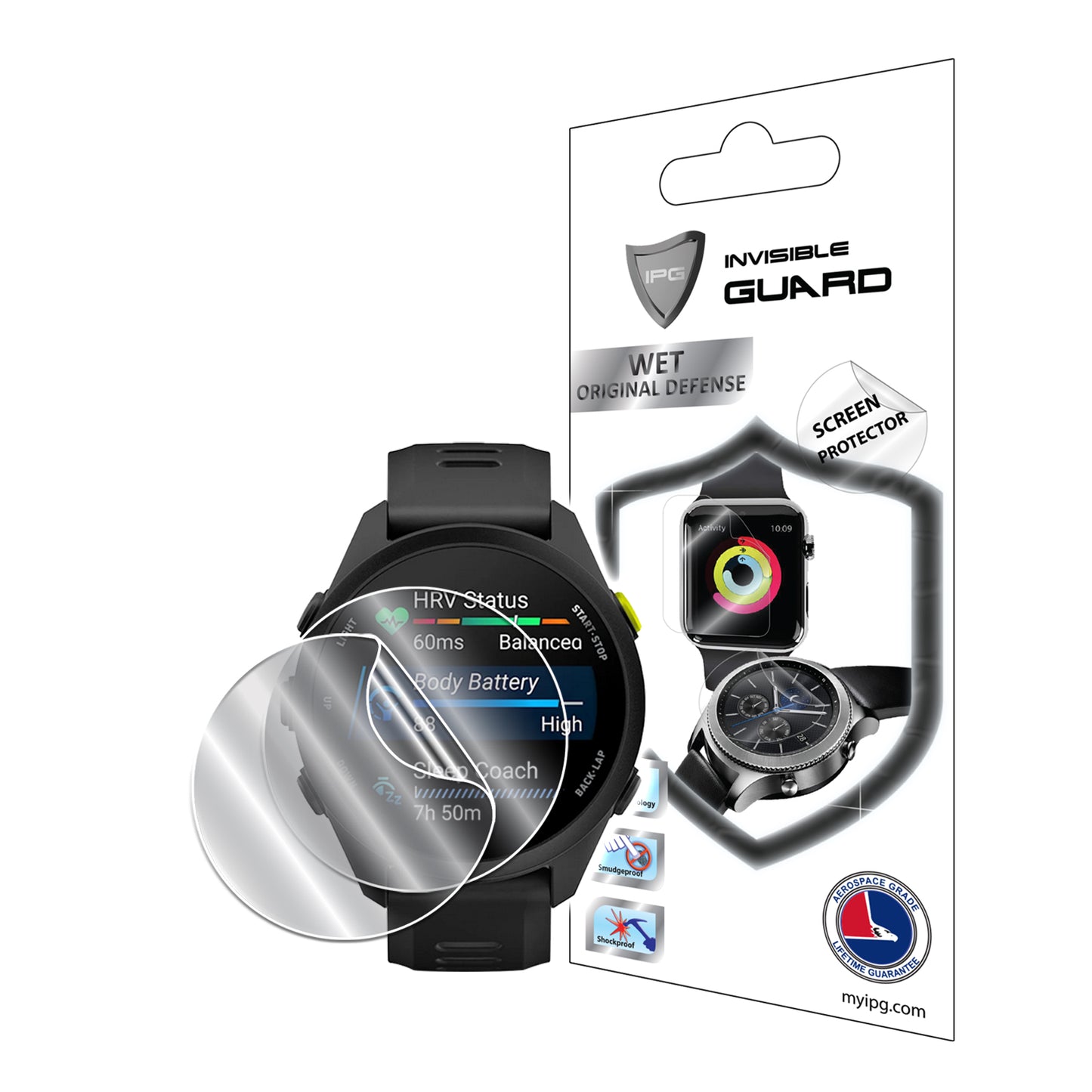 IPG Original for Garmin Forerunner 70 - Forerunner 170 -  Forerunner 170 Music Smartwatch SCREEN Protector (2 Units) (Hydrogel)