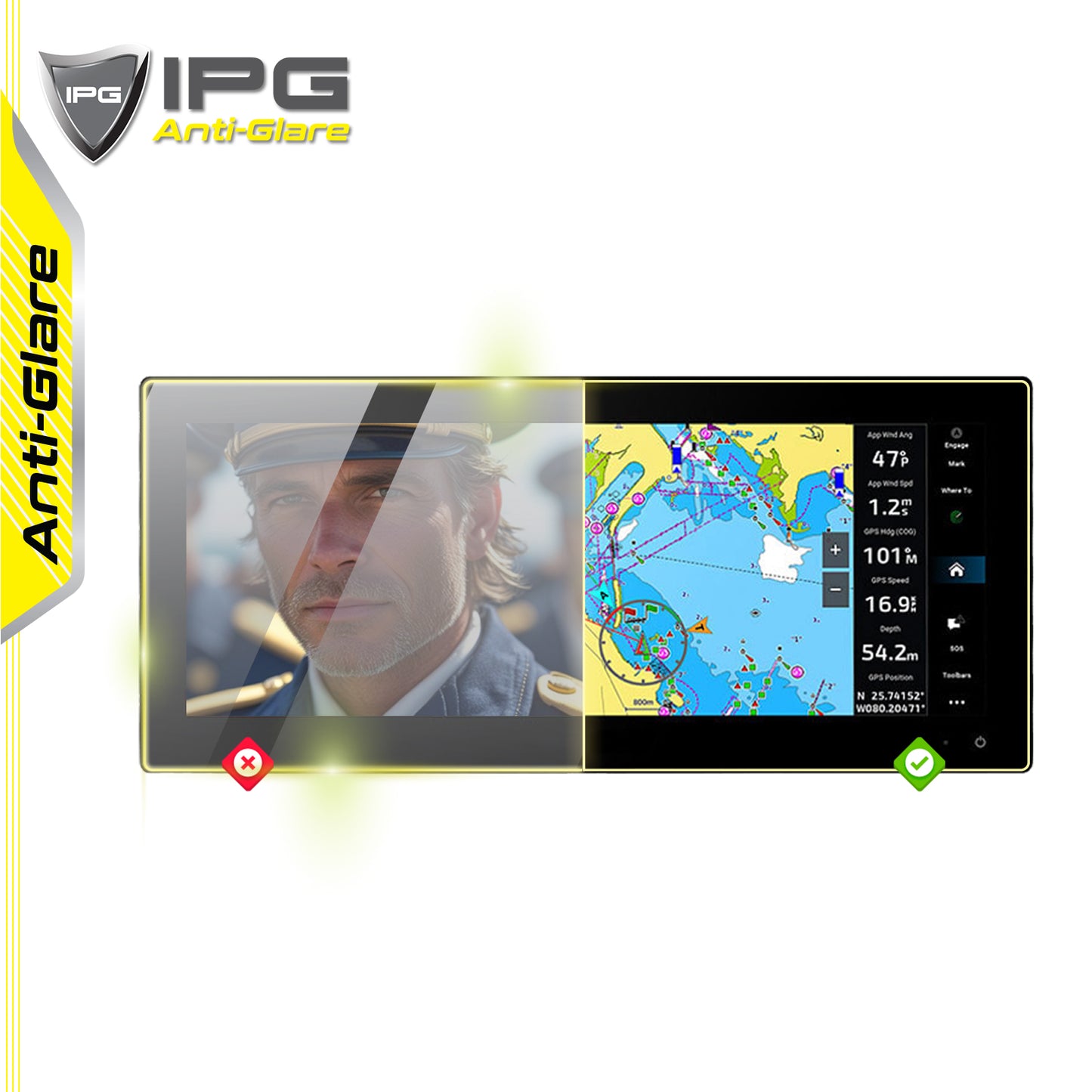 Garmin GPSMAP 1523xsv GPS 15 inç Navigasyon Ekranı için IPG Anti-Glare Yansıma Önleyici Ekran Koruyucu