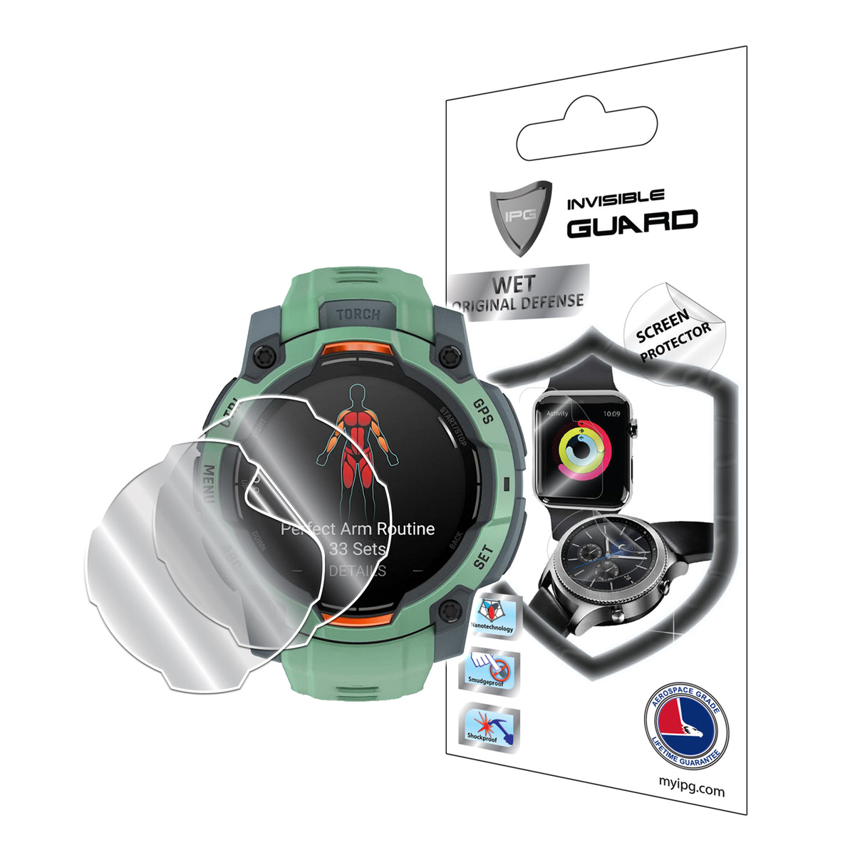 IPG Original for Garmin Instinct 3 - 45 mm AMOLED Smart watch SCREEN Protector (2 Units) (Hydrogel)