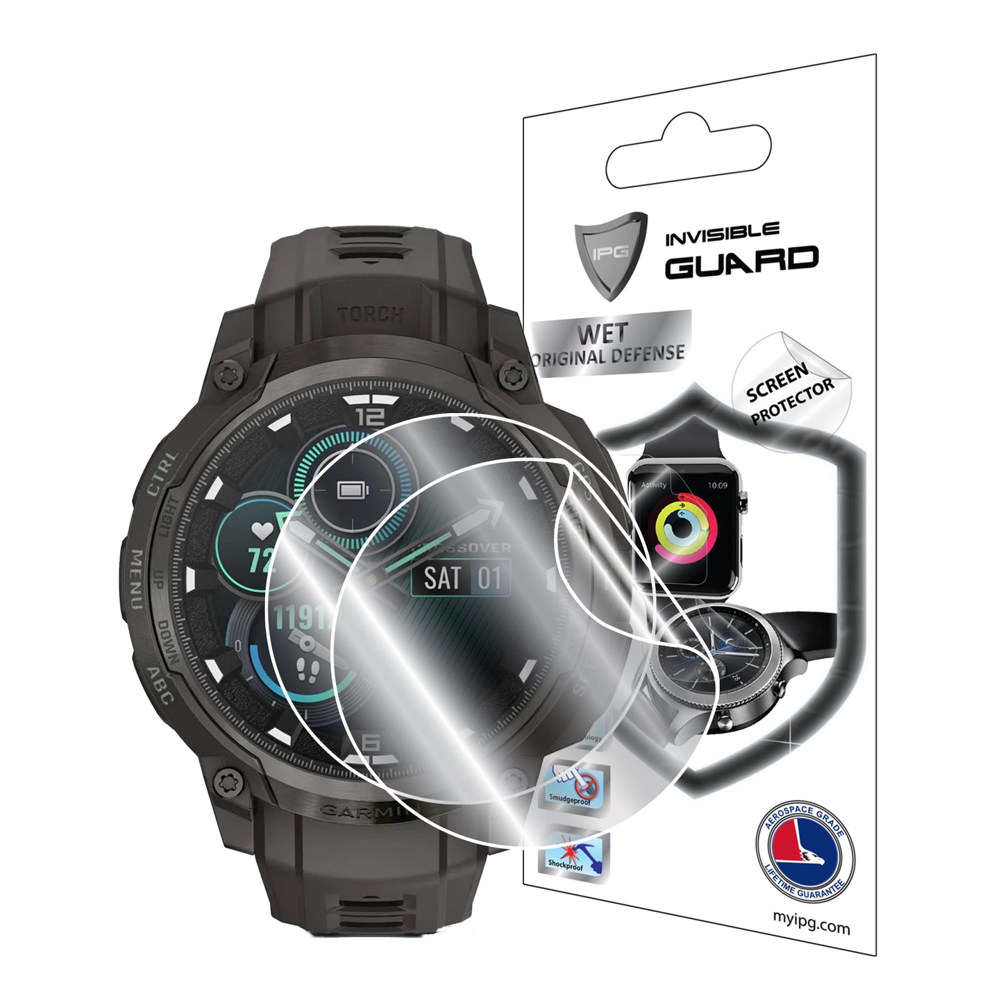 Garmin Instinct Crossover AMOLED Akıllı Saat için IPG Orijinal Ekran Koruyucu (2 Adet) (Hidrojel)