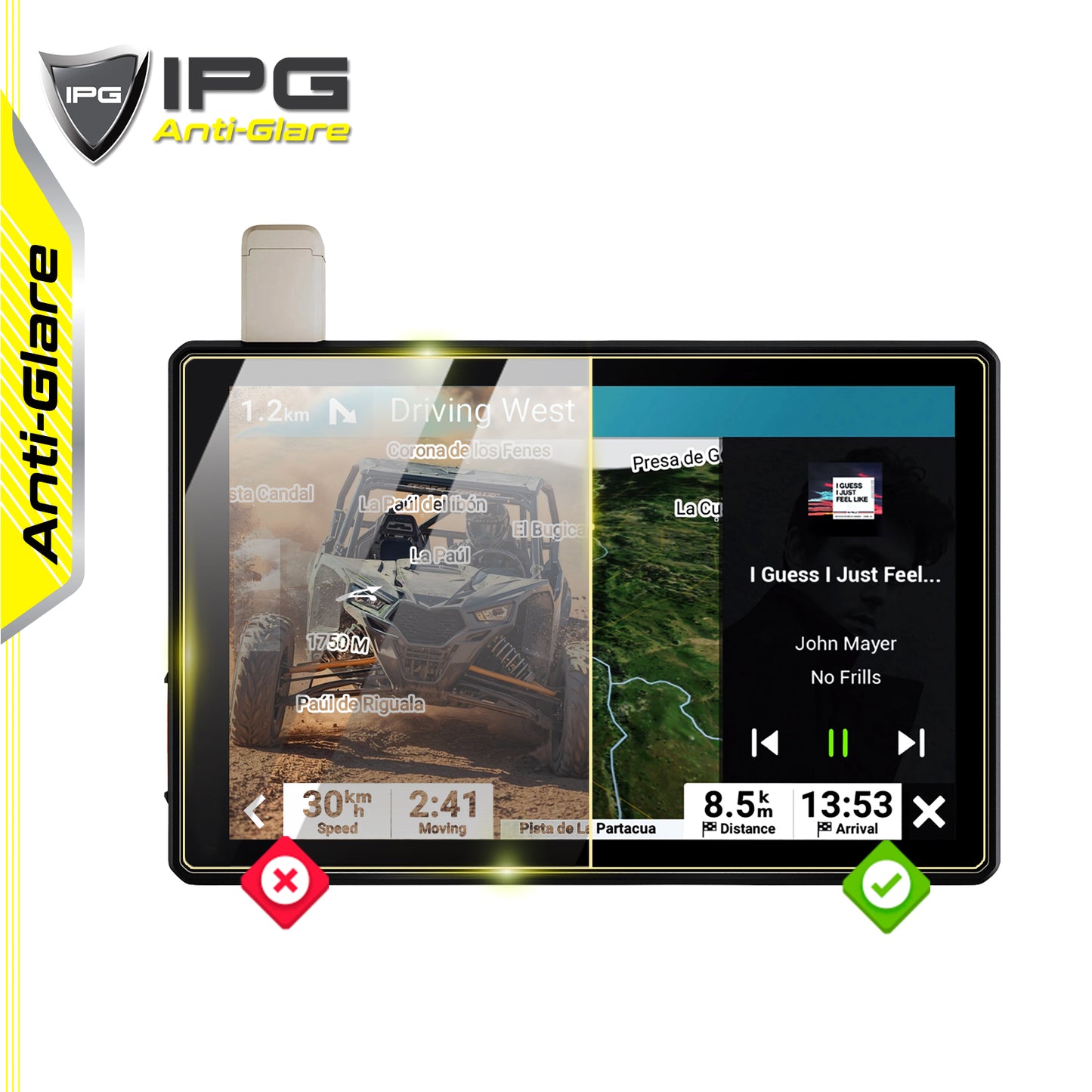 Garmin Tread Overland 8 Inch Off-Road Navigasyon GPS Ekranı için IPG Anti-Glare Yansıma Önleyici Ekran Koruyucu