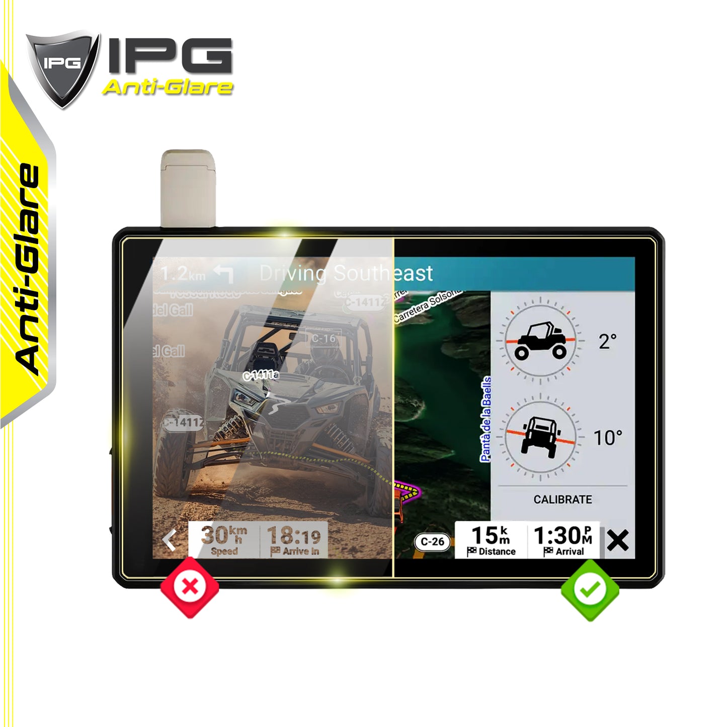 IPG Anti-Glare for Garmin Tread Overland XL 10 Inch Off-Road Navigator GPS ANTI-GLARE SCREEN Protector
