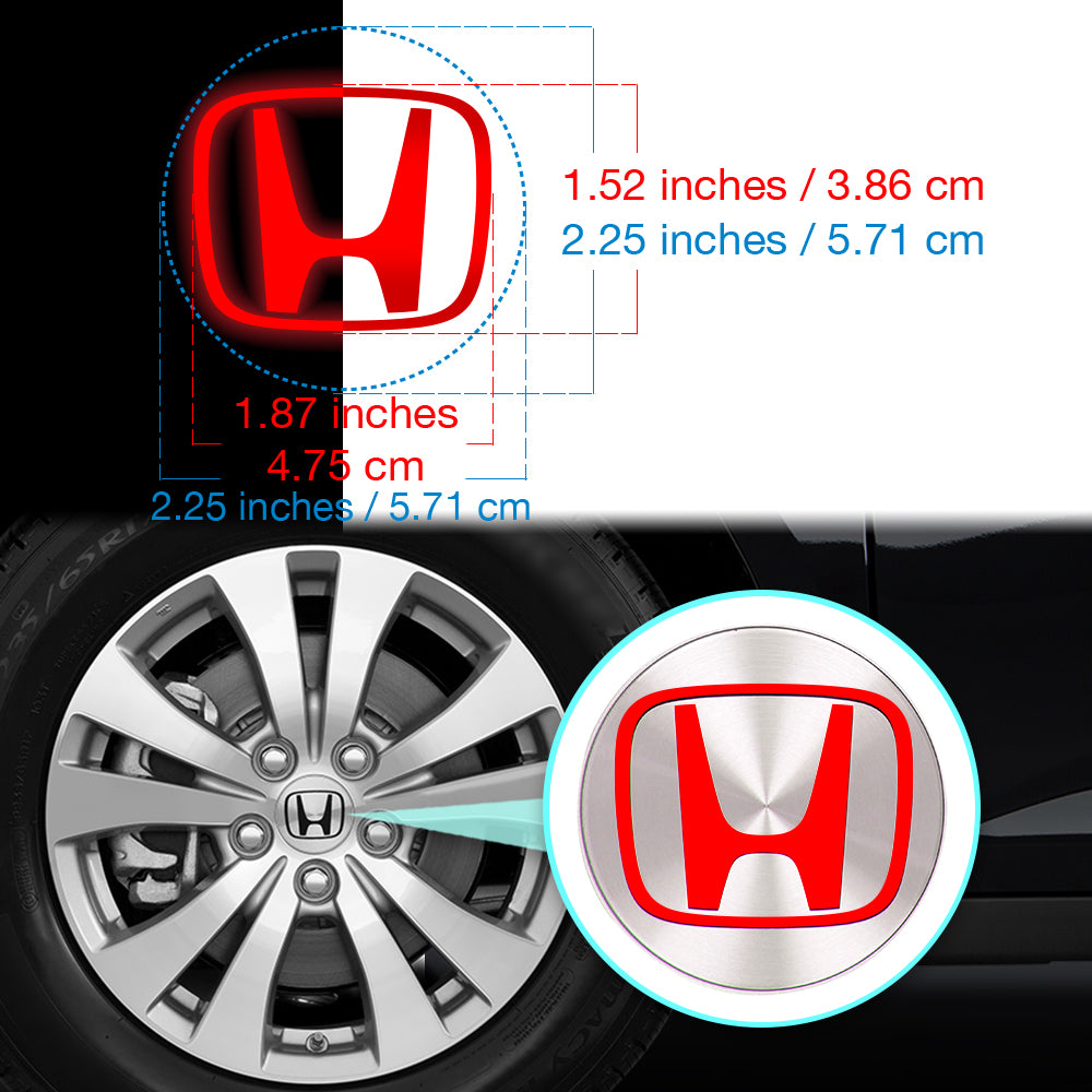 IPG Decorative for HONDA Civic Accord CRV VTEC Si Logo Center Cap Wheel Tire Decals Stickers Inner Logo (Center Cap:2.25"-4 Units) (Reflective Series)