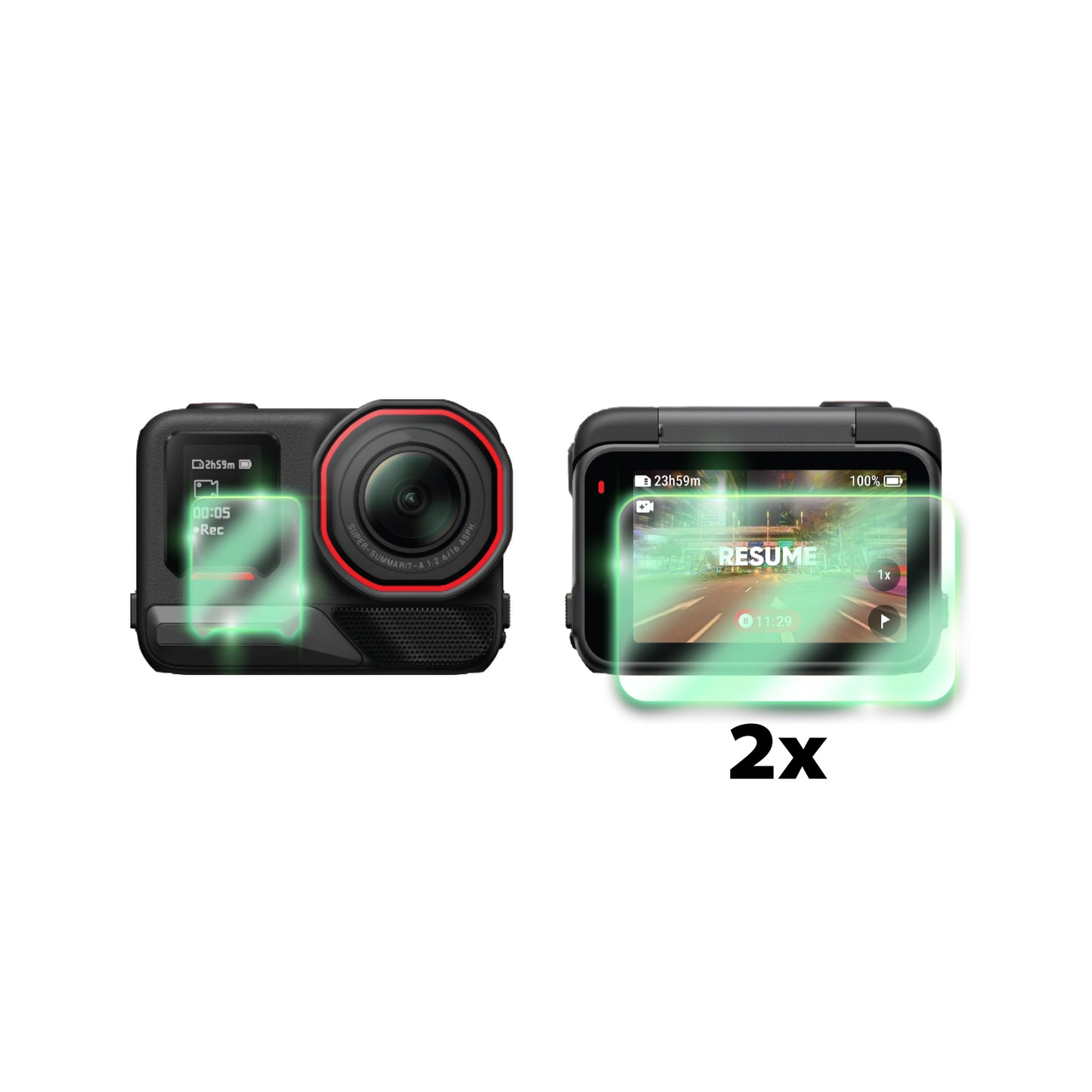 Insta360 Ace Pro 2 Aksiyon Kamerası için IPG FlexiGlass Ekran Koruyucu (2 Adet) 