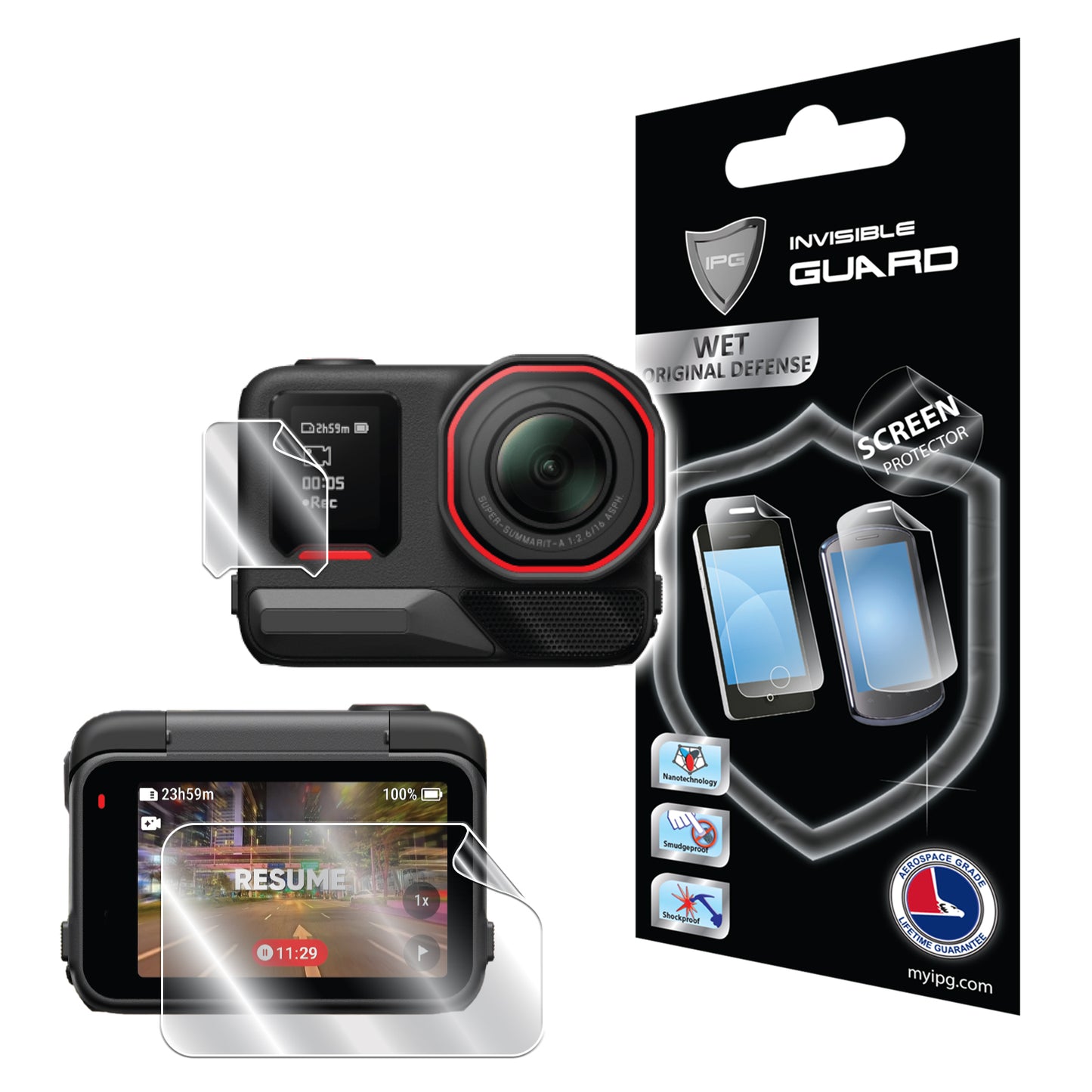 INSTA360 Ace Pro 2 Kamera için IPG Original Ekran Koruyucu (2 Adet) 