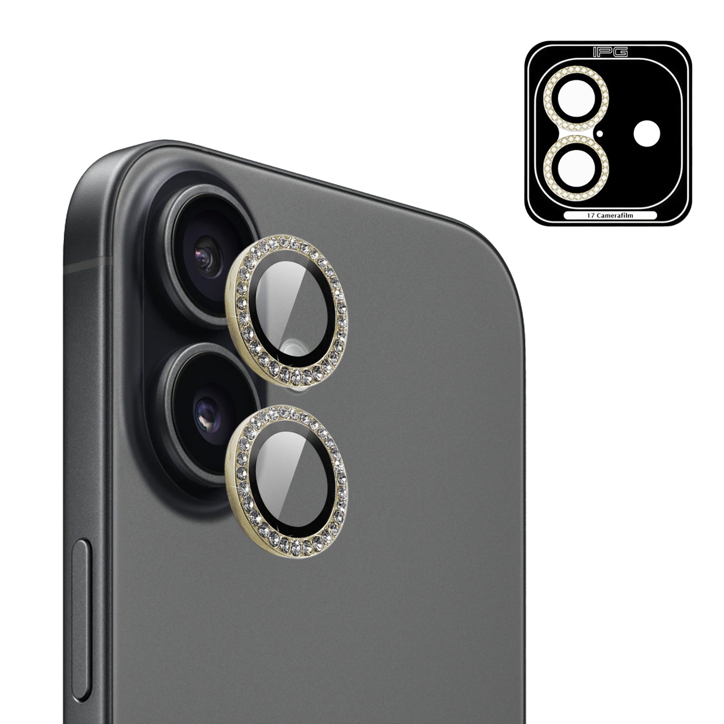 IPG ProLens Apple iPhone 16 Pro - 16 Pro Max için Elmas - Taşlı Kamera Lens Koruyucu (4 Farklı Renk Seçeneğiyle)