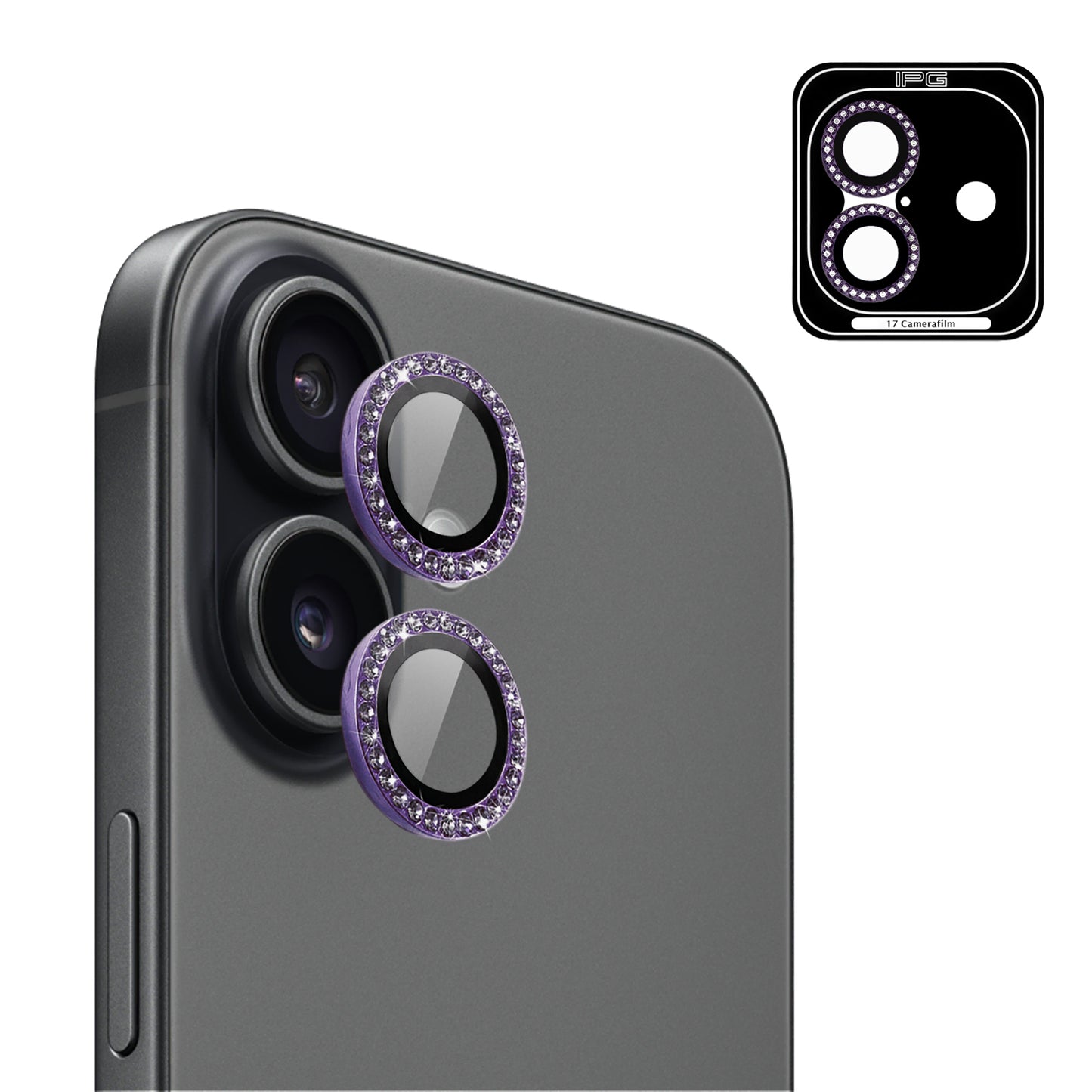 IPG ProLens Apple iPhone 16 Pro - 16 Pro Max için Elmas - Taşlı Kamera Lens Koruyucu (4 Farklı Renk Seçeneğiyle)