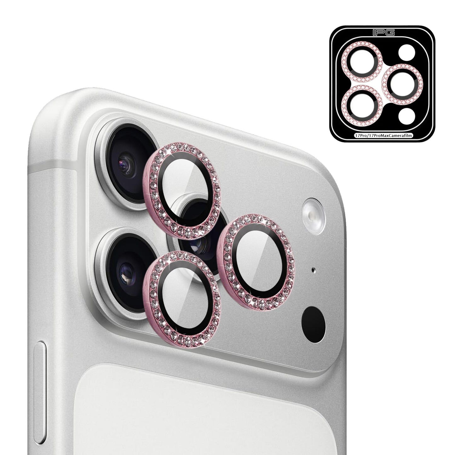 IPG ProLens Apple iPhone 16 Pro - 16 Pro Max için Elmas - Taşlı Kamera Lens Koruyucu (4 Farklı Renk Seçeneğiyle)