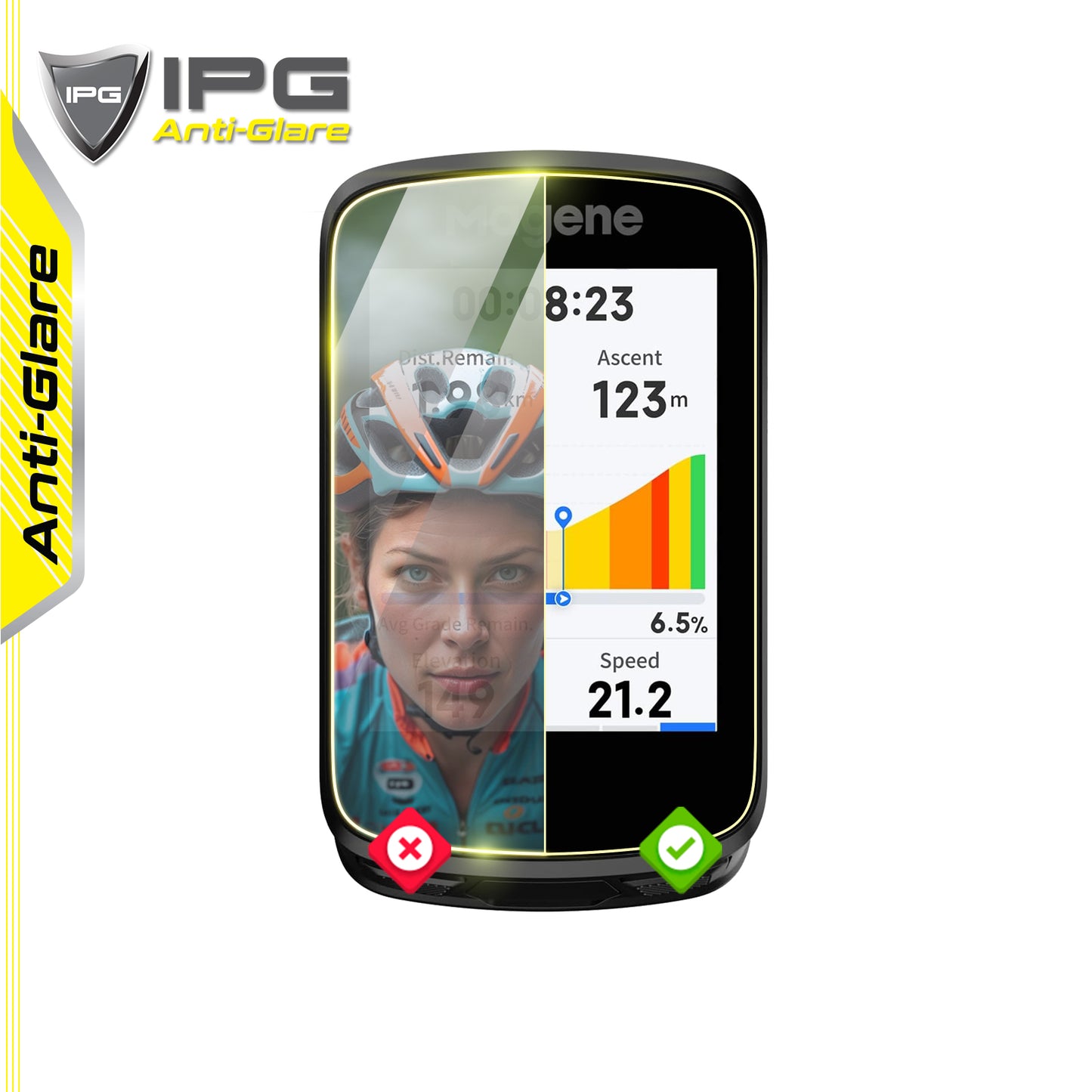 IPG Anti-Glare for Magene C606 GPS Bike Computer ANTI-GLARE SCREEN Protector