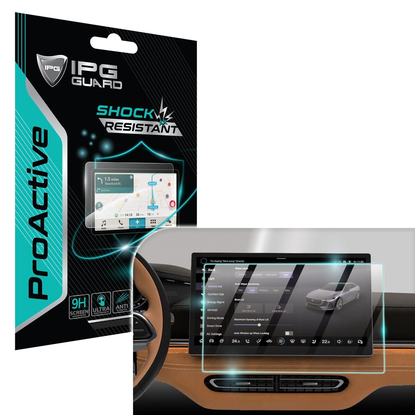  Mazda 2024-2025 EZ-6 & 2026 6E 14.6" inç Navigasyon için 9H Nano IPG ProActive Ekran Koruyucu