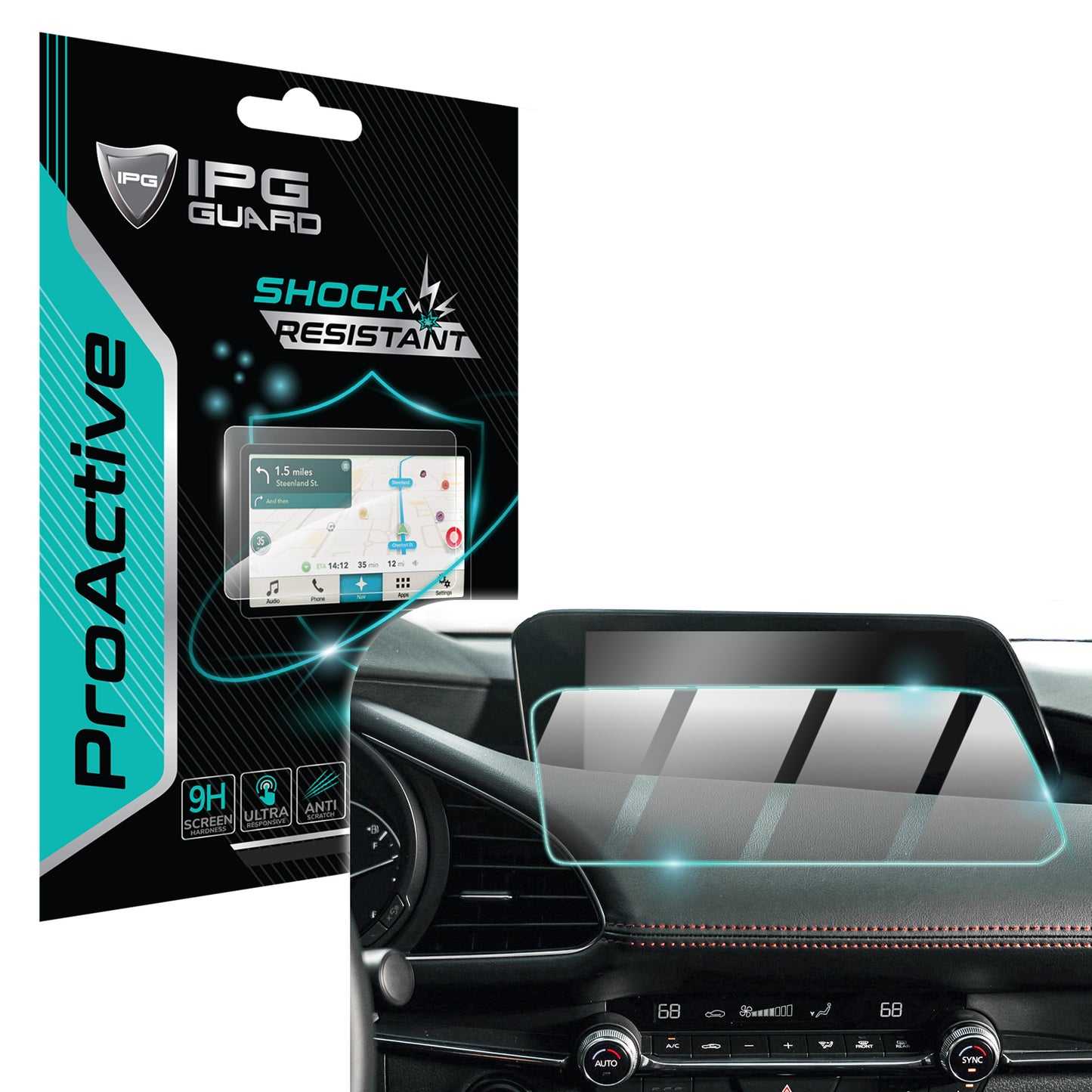 MAZDA 3 / 3 GS / 3 GX 2024-2025 10.25" inç Navigasyon için 9H Nano IPG ProActive Ekran Koruyucu