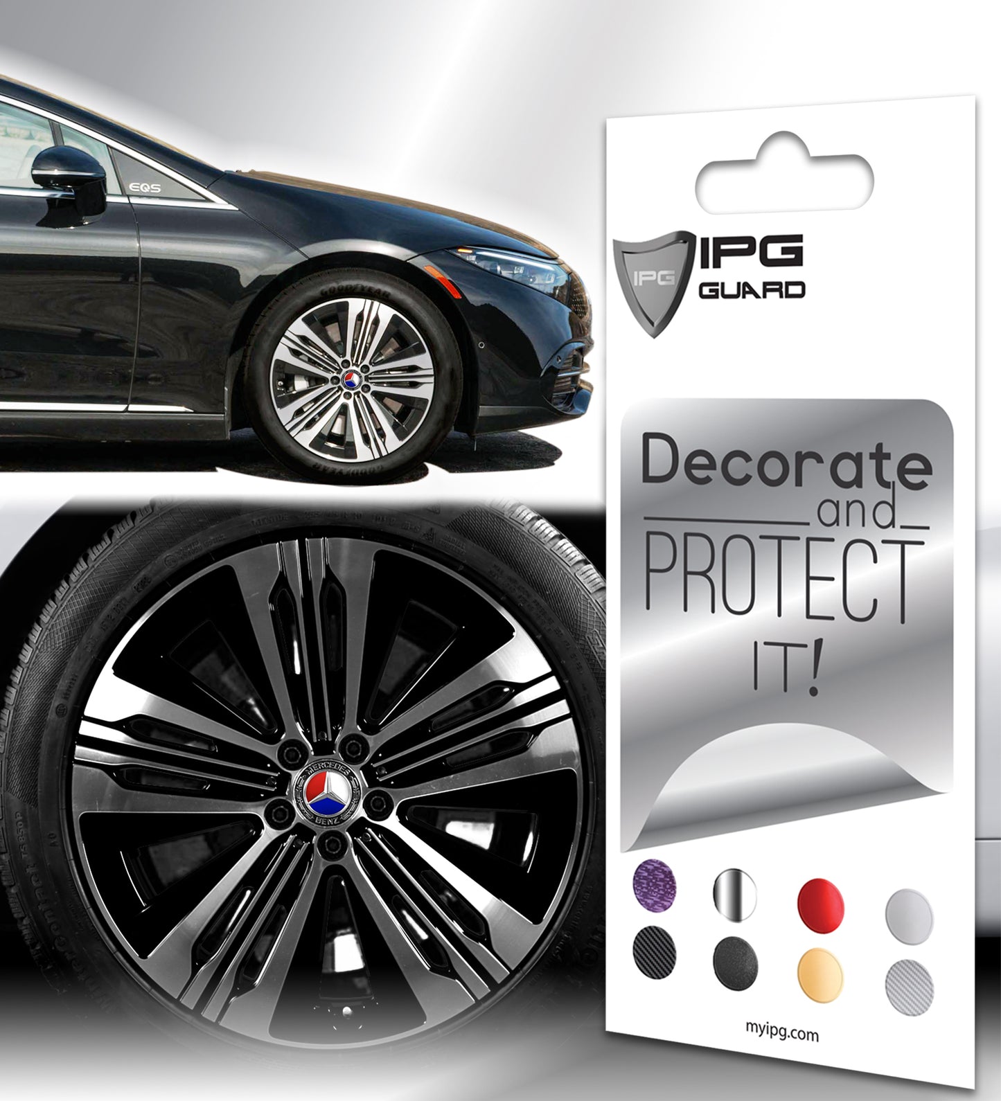 IPG Decal Compatible with Mercedes EQS/EQE/CLA-S Class/E-Class Center Cap Decal Kit