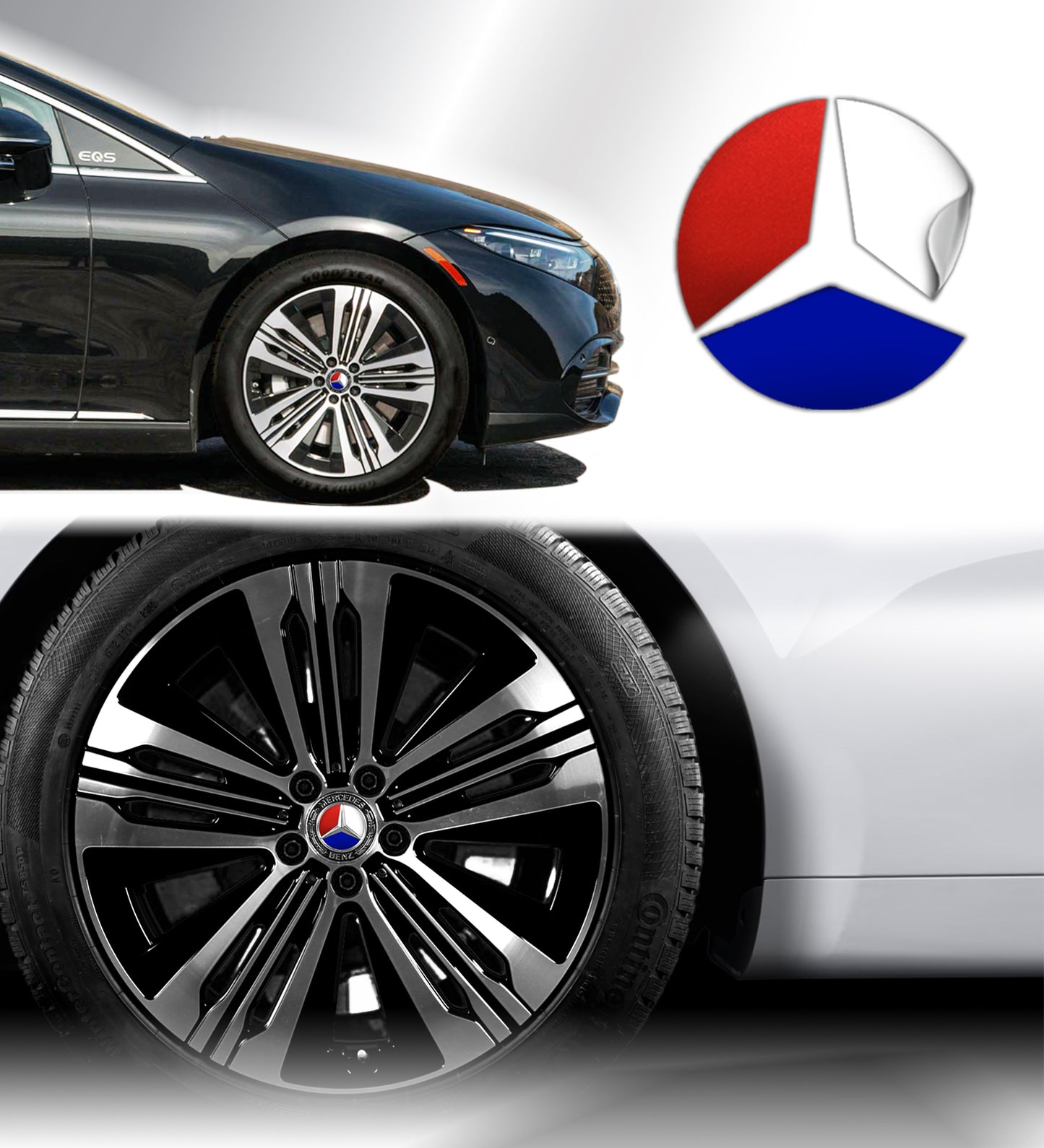 IPG Decal Compatible with Mercedes EQS/EQE/CLA-S Class/E-Class Center Cap Decal Kit