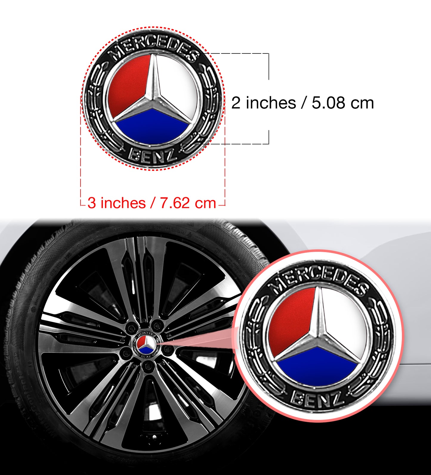 IPG Decal Compatible with Mercedes EQS/EQE/CLA-S Class/E-Class Center Cap Decal Kit