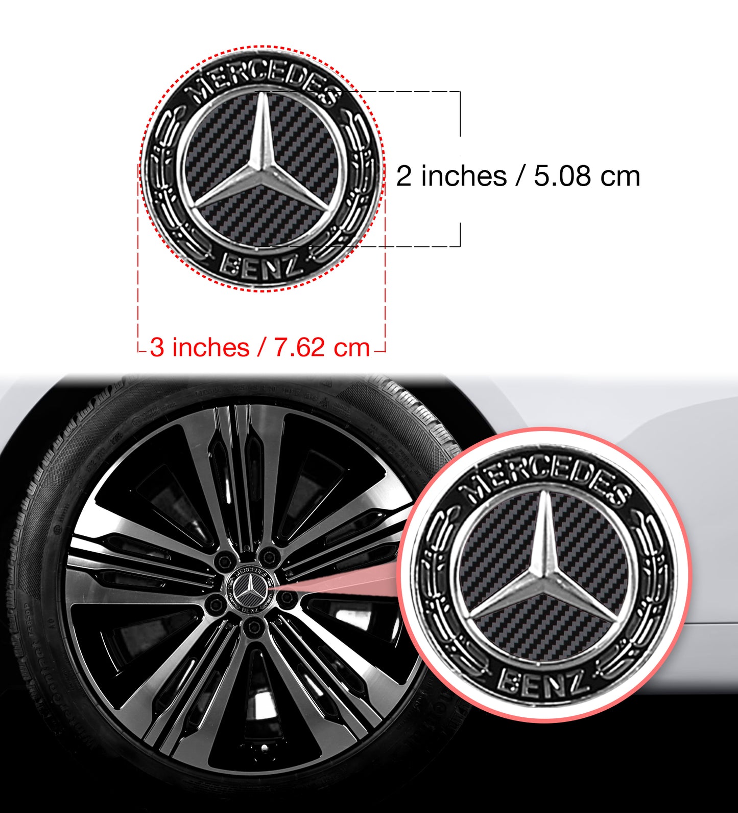 IPG Decal Compatible with Mercedes EQS/EQE/CLA-S Class/E-Class Center Cap Decal Kit