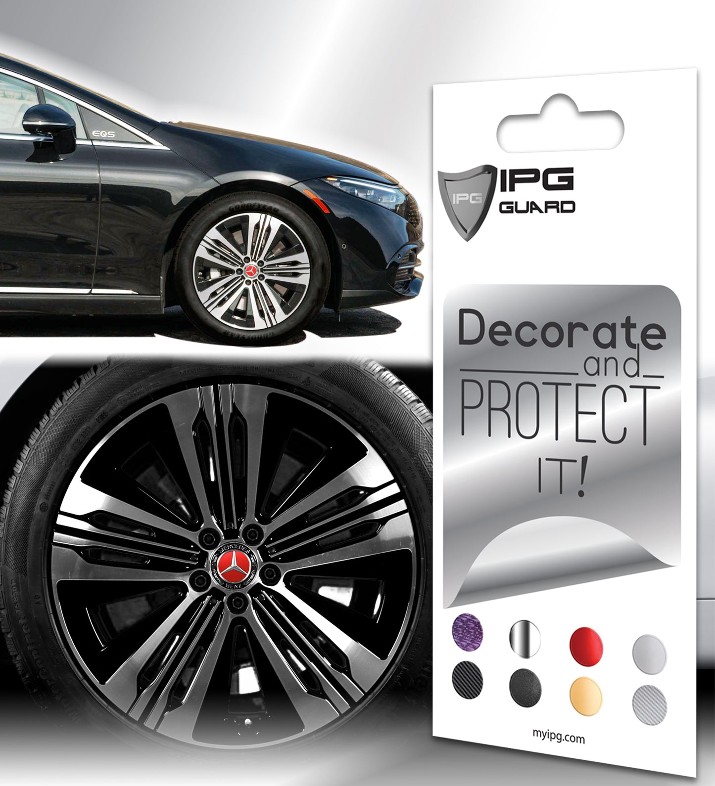 IPG Decal Compatible with Mercedes EQS/EQE/CLA-S Class/E-Class Center Cap Decal Kit
