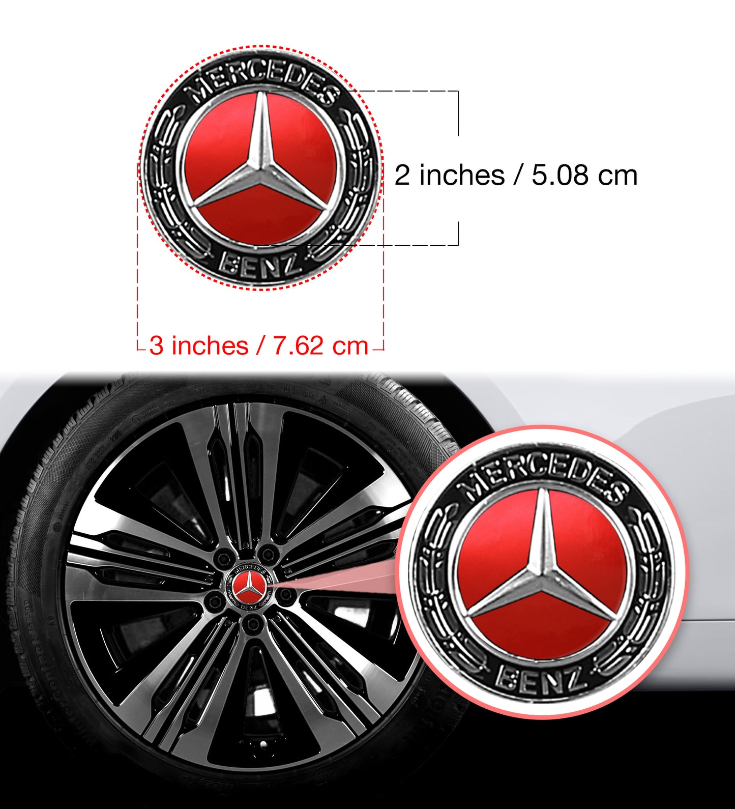 IPG Decal Compatible with Mercedes EQS/EQE/CLA-S Class/E-Class Center Cap Decal Kit
