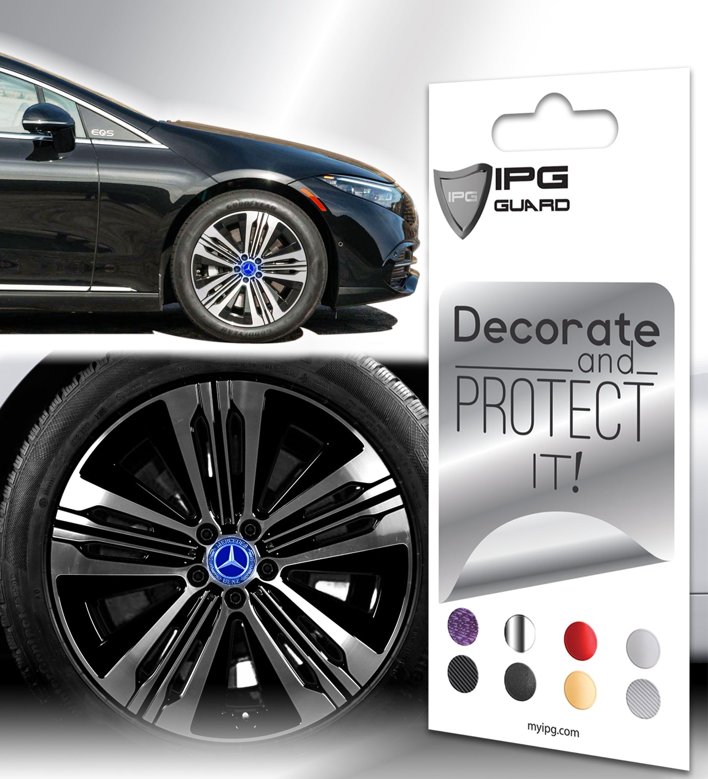 IPG Decal Compatible with Mercedes EQS/EQE/CLA-S Class/E-Class Center Cap Decal Kit