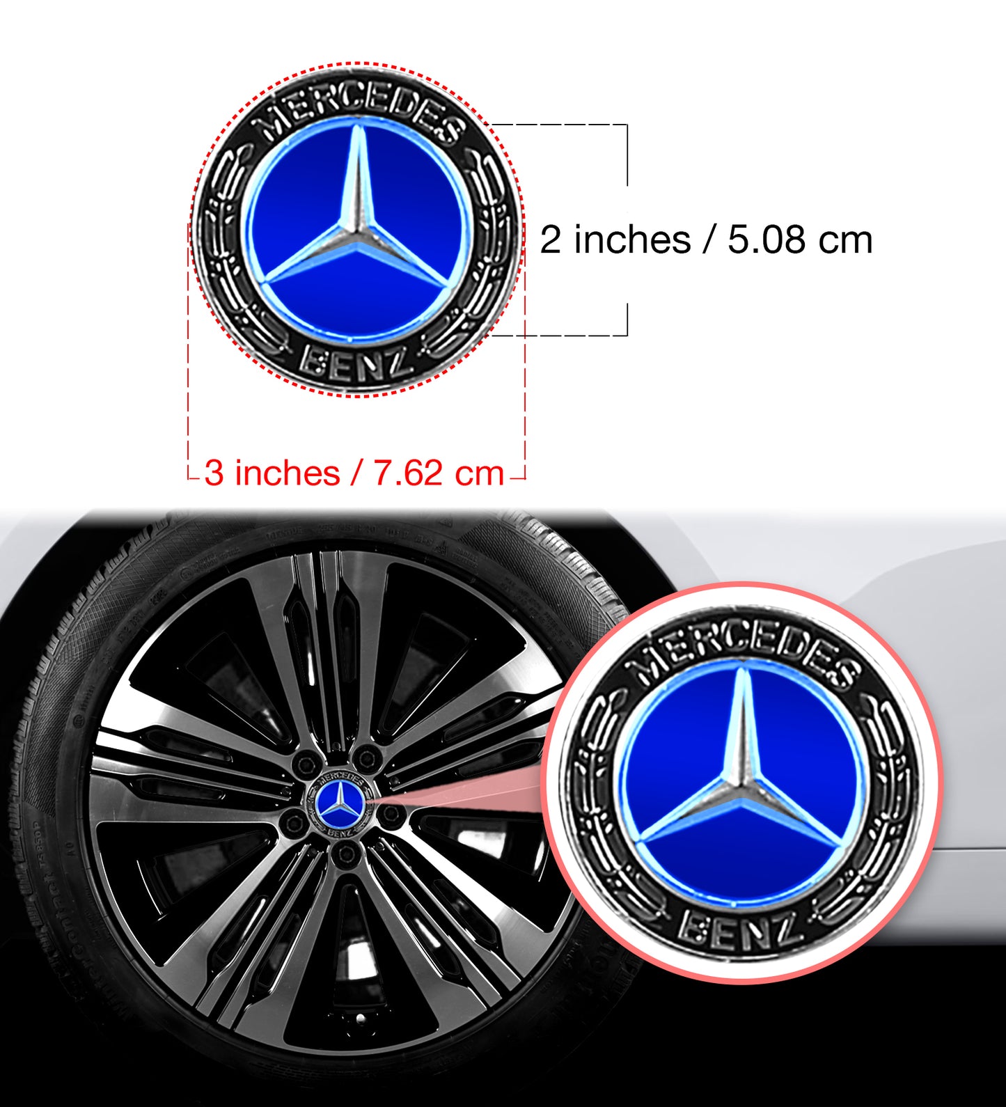 IPG Decal Compatible with Mercedes EQS/EQE/CLA-S Class/E-Class Center Cap Decal Kit