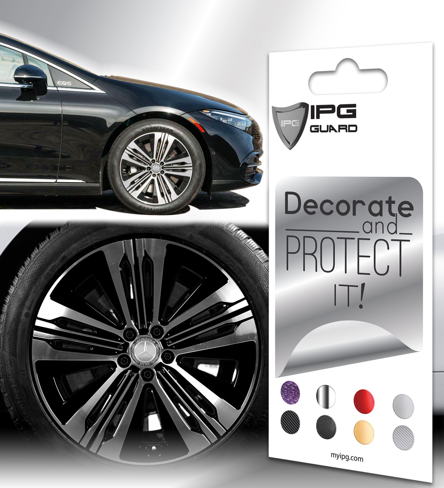 IPG Decal Compatible with Mercedes EQS/EQE/CLA-S Class/E-Class Center Cap Decal Kit
