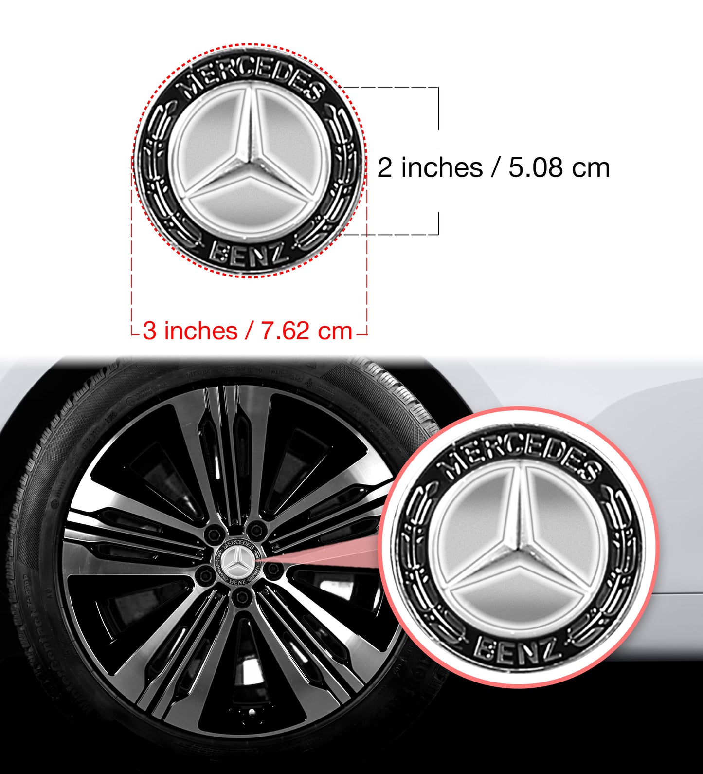 IPG Decal Compatible with Mercedes EQS/EQE/CLA-S Class/E-Class Center Cap Decal Kit