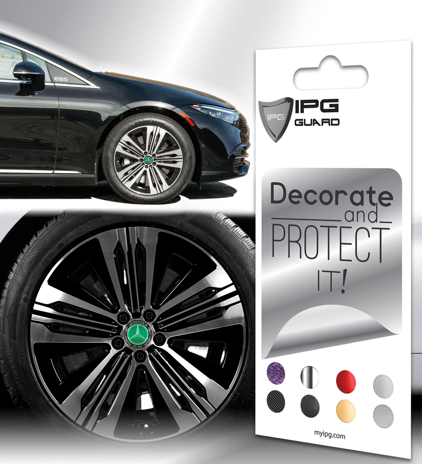 IPG Decal Compatible with Mercedes EQS/EQE/CLA-S Class/E-Class Center Cap Decal Kit