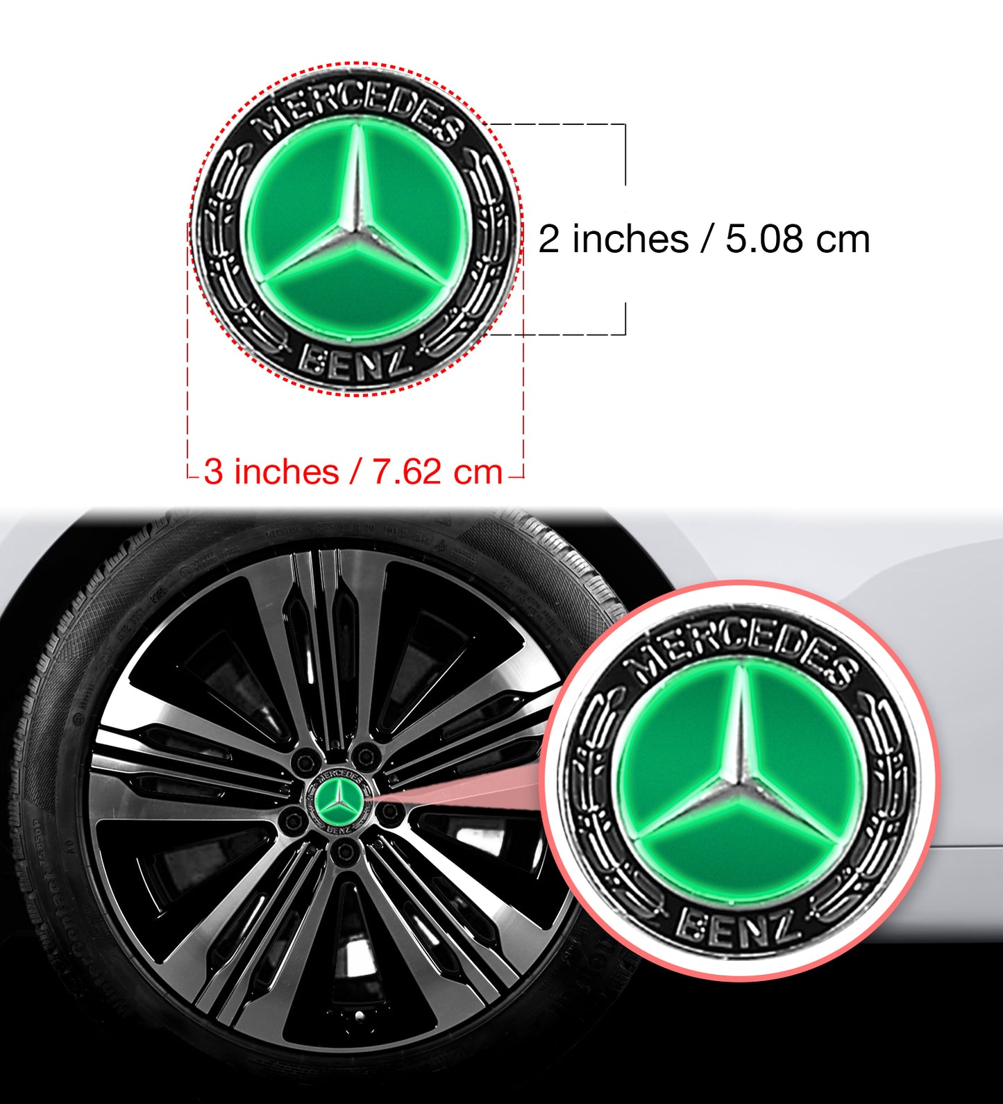 IPG Decal Compatible with Mercedes EQS/EQE/CLA-S Class/E-Class Center Cap Decal Kit