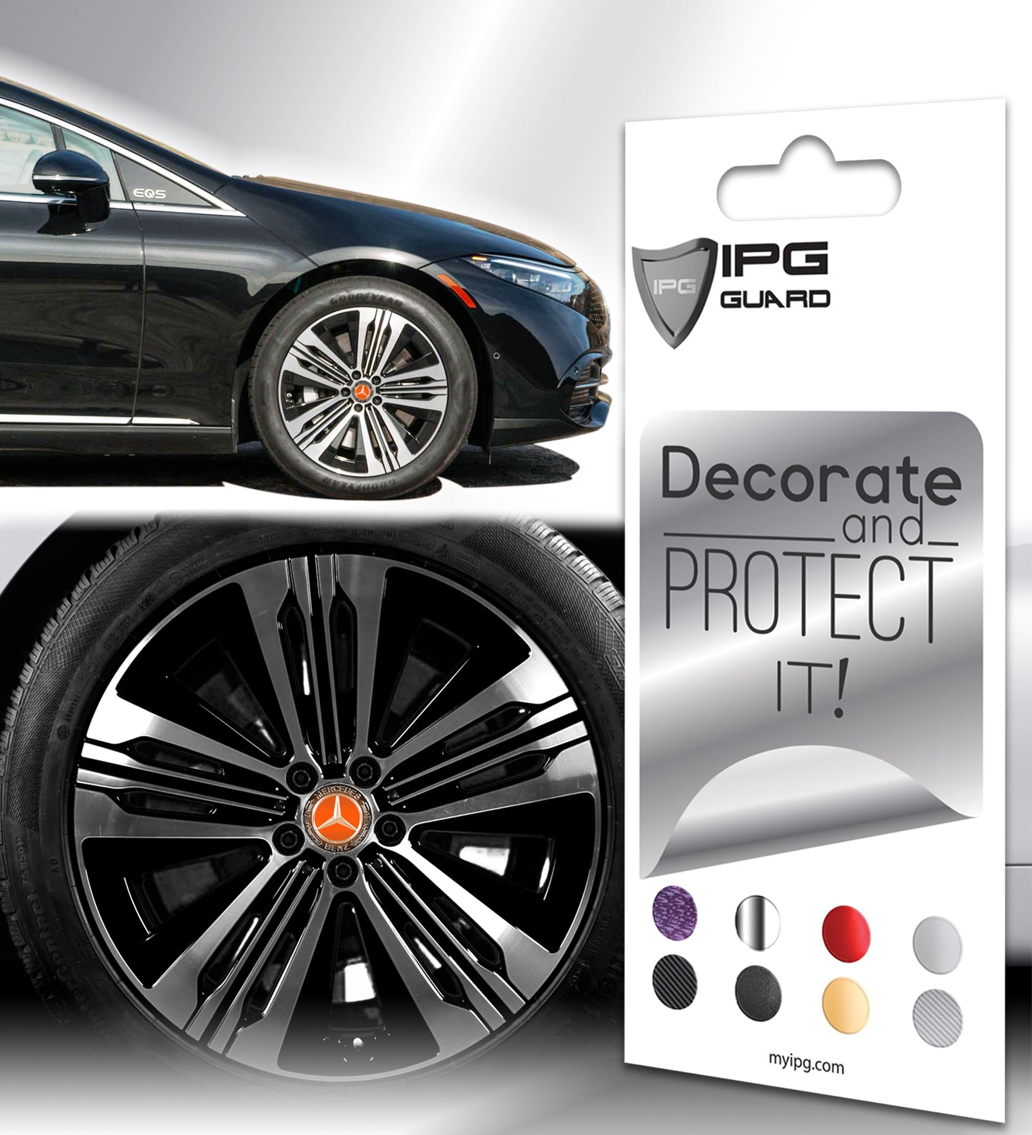 IPG Decal Compatible with Mercedes EQS/EQE/CLA-S Class/E-Class Center Cap Decal Kit
