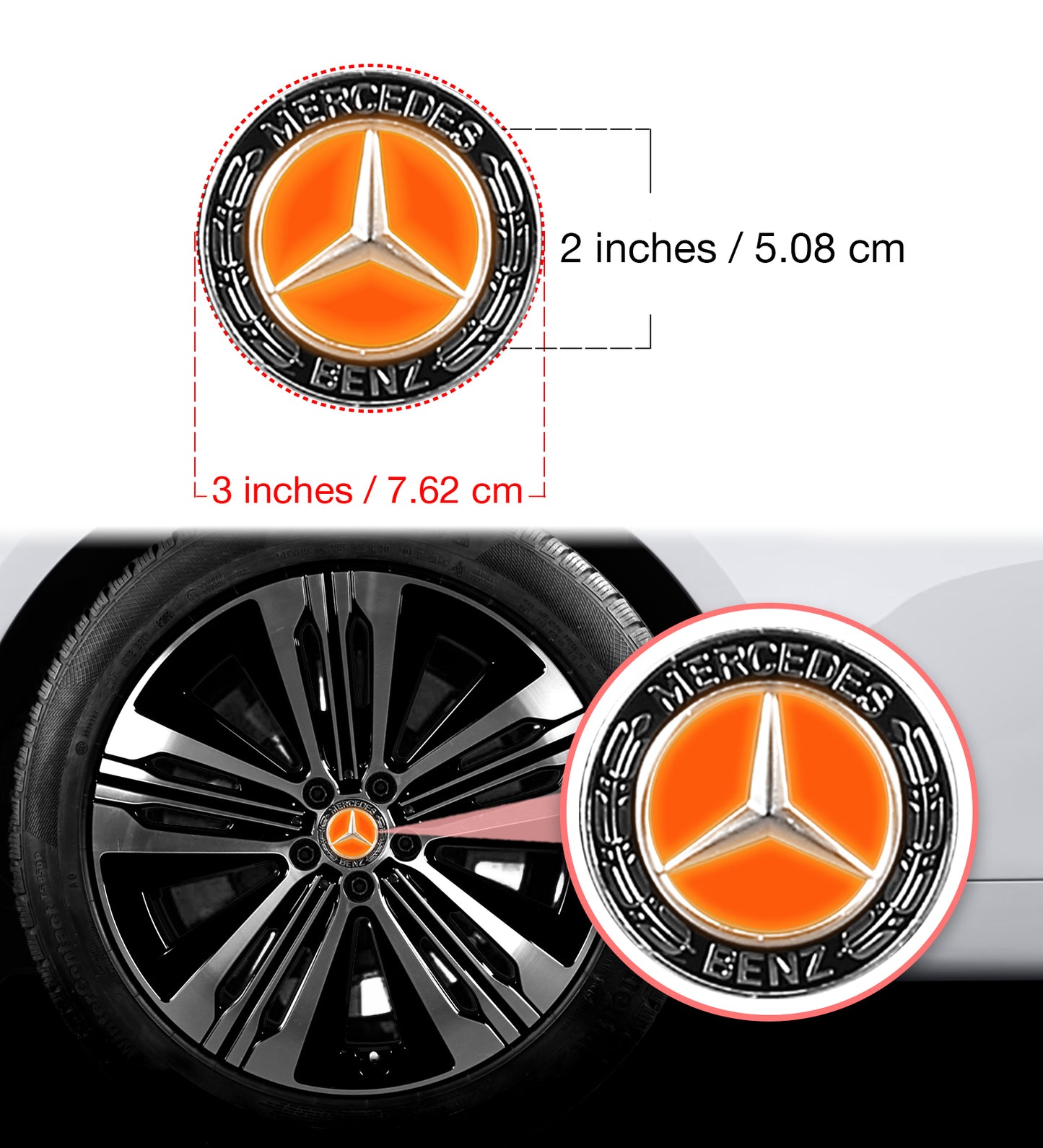 IPG Decal Compatible with Mercedes EQS/EQE/CLA-S Class/E-Class Center Cap Decal Kit
