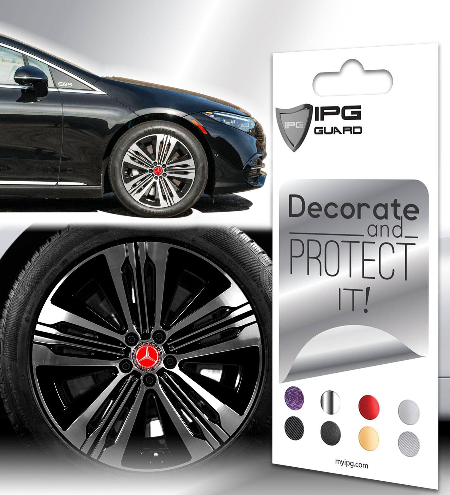 IPG Decal Compatible with Mercedes EQS/EQE/CLA-S Class/E-Class Center Cap Decal Kit
