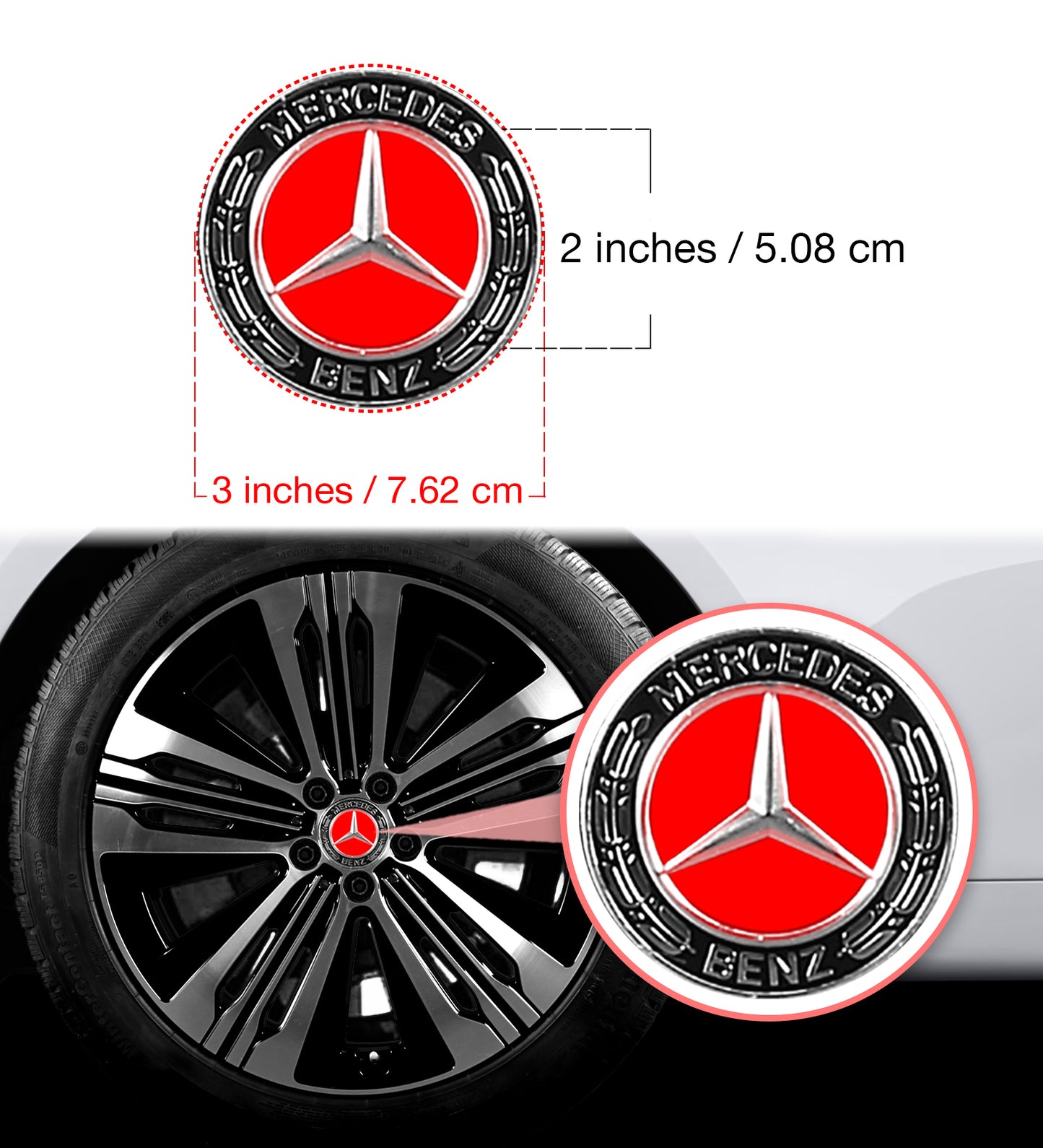 IPG Decal Compatible with Mercedes EQS/EQE/CLA-S Class/E-Class Center Cap Decal Kit