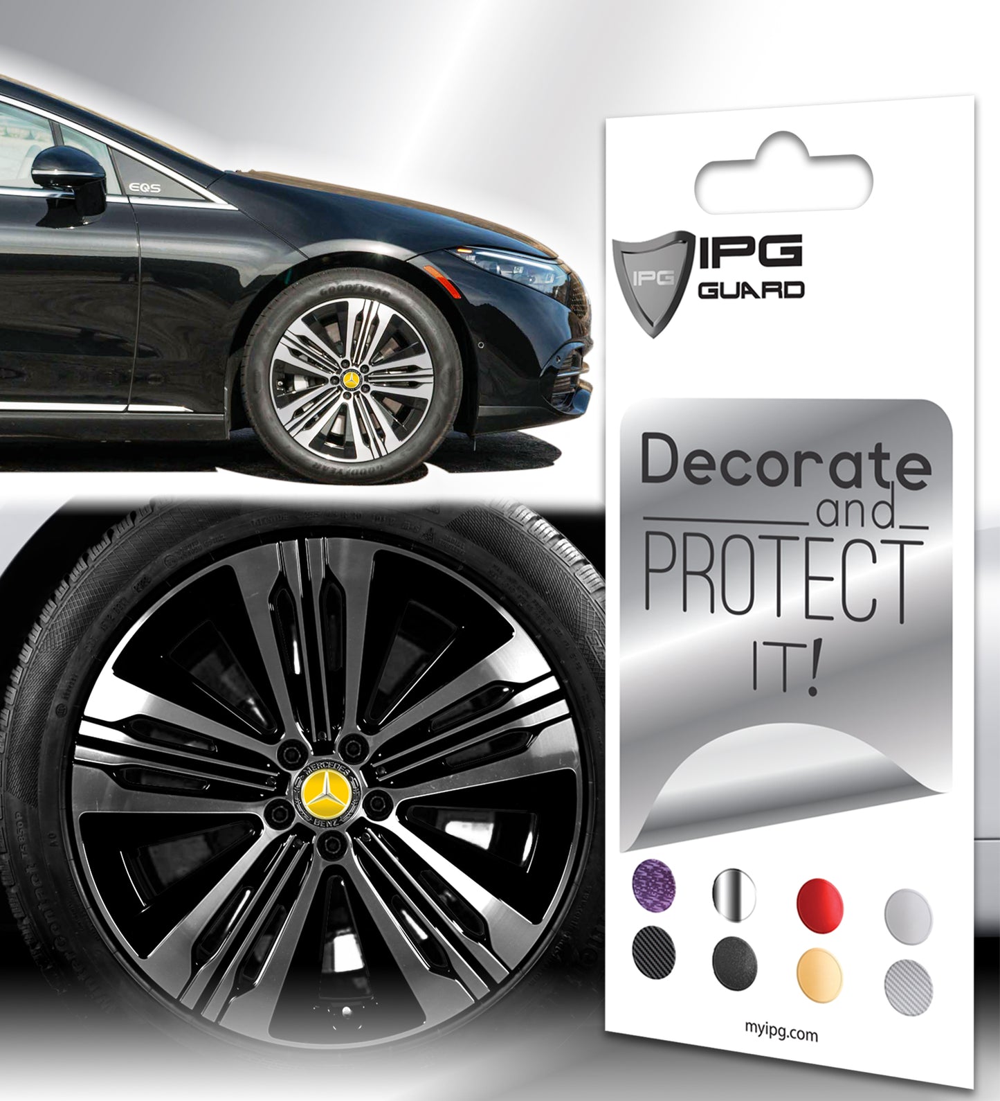 IPG Decal Compatible with Mercedes EQS/EQE/CLA-S Class/E-Class Center Cap Decal Kit