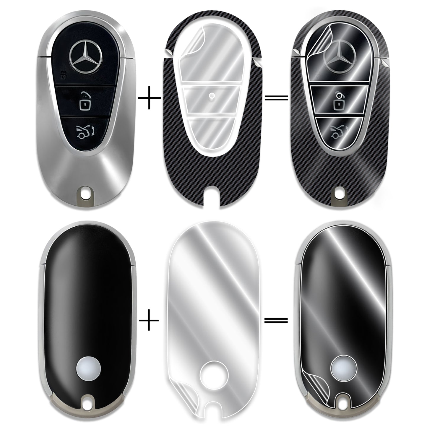 IPG Decorative for Mercedes 2021–2025 C/E/S/GLC/CLE/EQE/EQS/SL-Class Smart Key Protector Protect & Decorate Vinly Set Cover