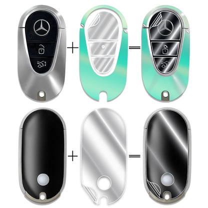 IPG Decorative for Mercedes 2021–2025 C/E/S/GLC/CLE/EQE/EQS/SL-Class Smart Key Protector Protect & Decorate Vinly Set Cover