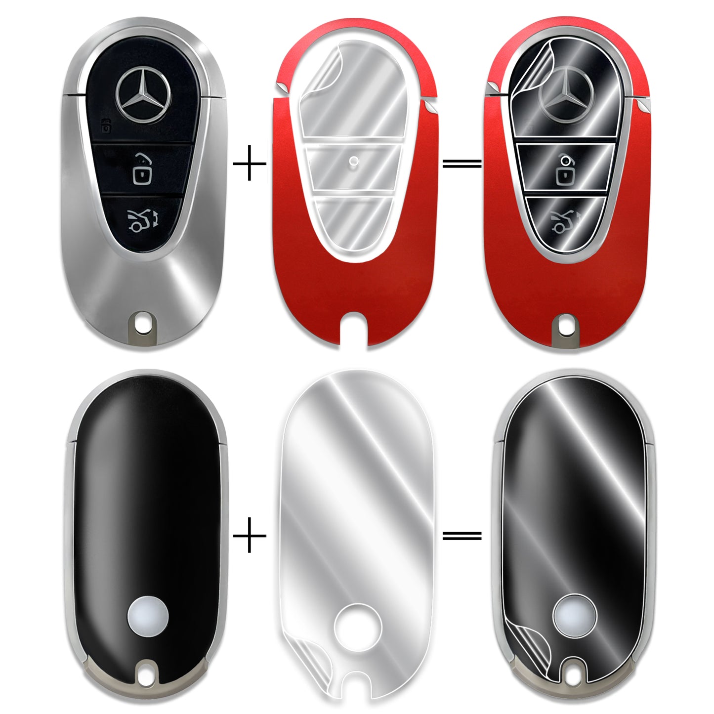IPG Decorative for Mercedes 2021–2025 C/E/S/GLC/CLE/EQE/EQS/SL-Class Smart Key Protector Protect & Decorate Vinly Set Cover