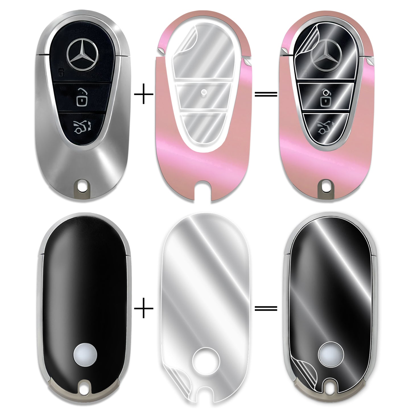 IPG Decorative for Mercedes 2021–2025 C/E/S/GLC/CLE/EQE/EQS/SL-Class Smart Key Protector Protect & Decorate Vinly Set Cover