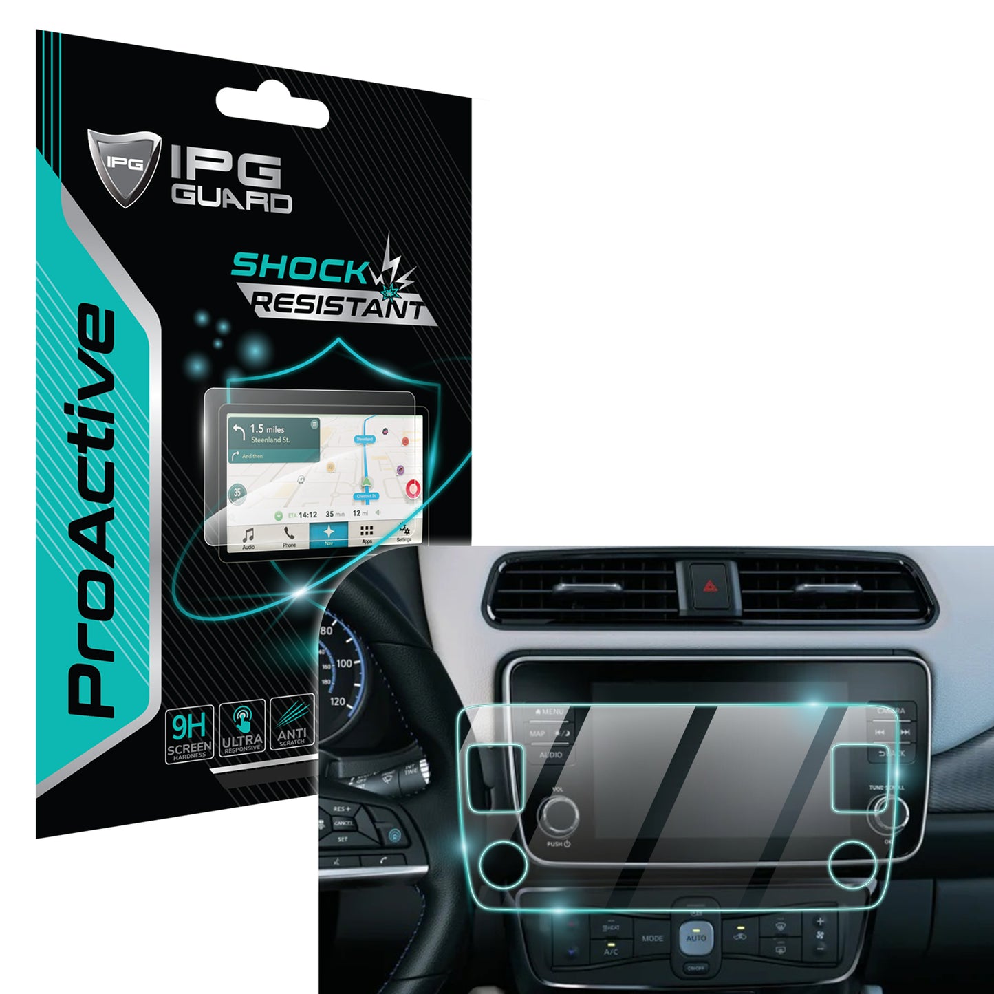 Nissan Leaf 2024 8" inç Navigasyon için 9H Nano IPG ProActive Ekran Koruyucu