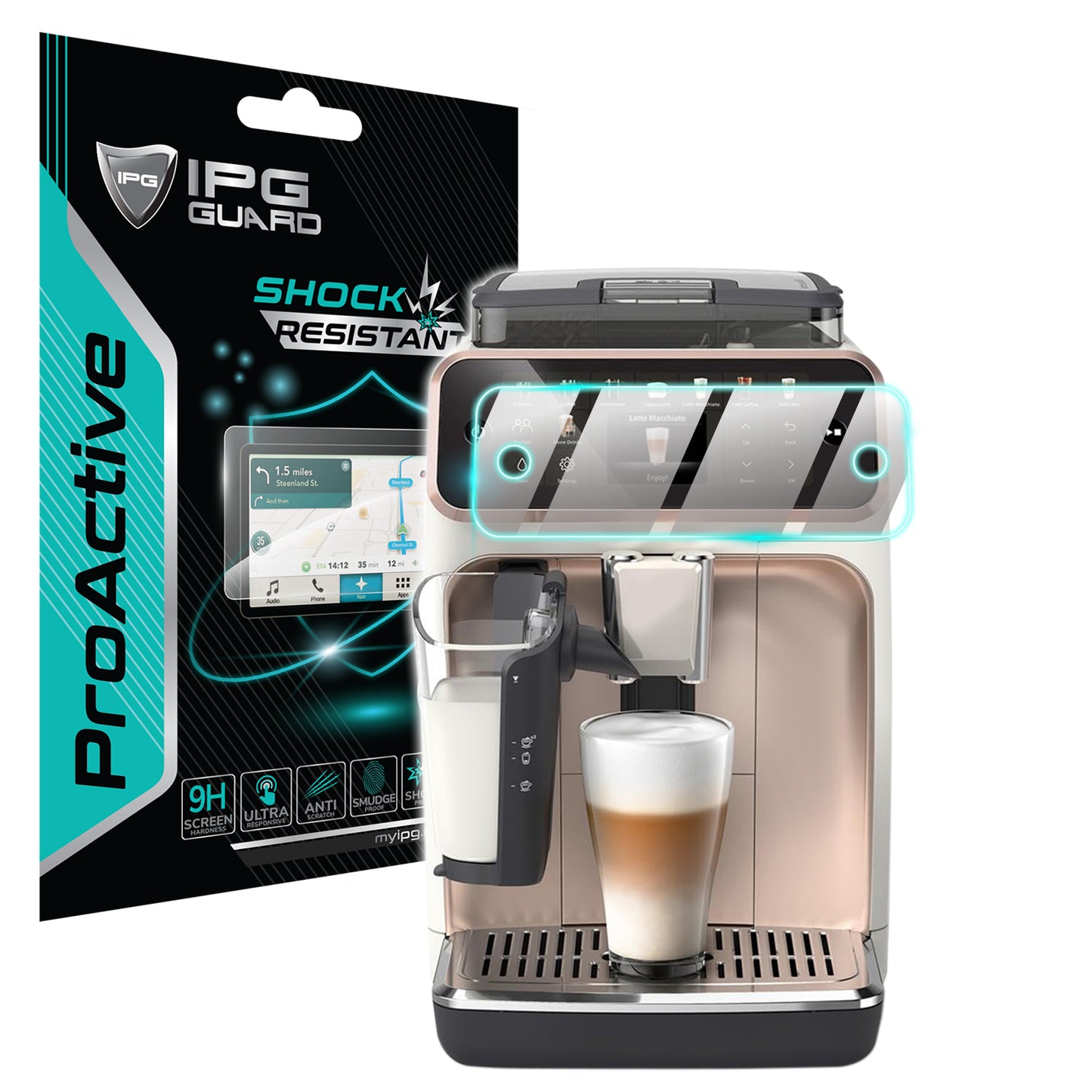 Philips 5500/4400/3300/3200 Serisi Tam Otomatik Espresso Makinesi için 9H Nano IPG ProActive Ekran Koruyucu