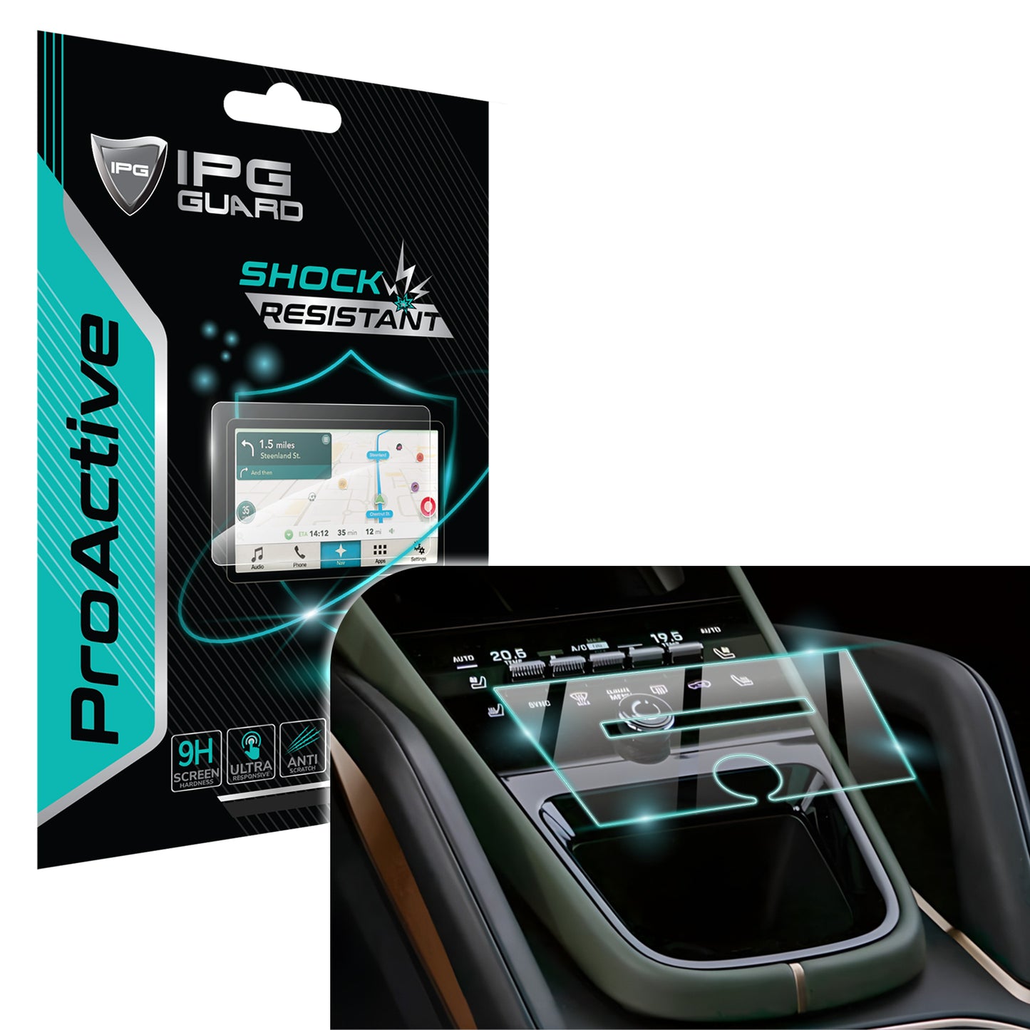  Porsche 2024 Cayenne Base Orta Konsol Ekranı için 9H Nano IPG ProActive Ekran Koruyucu